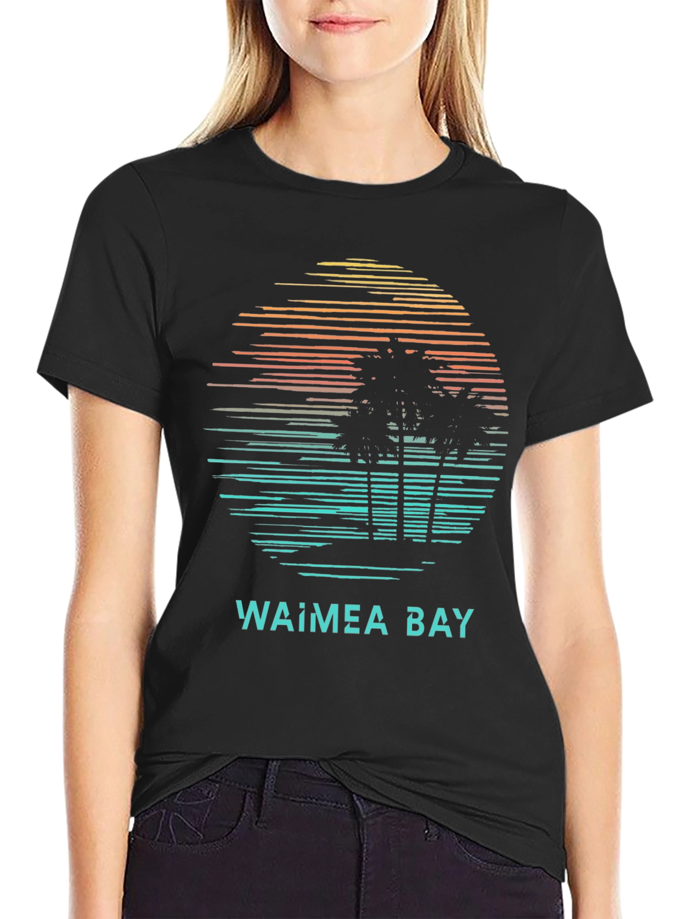Waimea Bay Sunset T-Shirt: Retro Beach Vibes