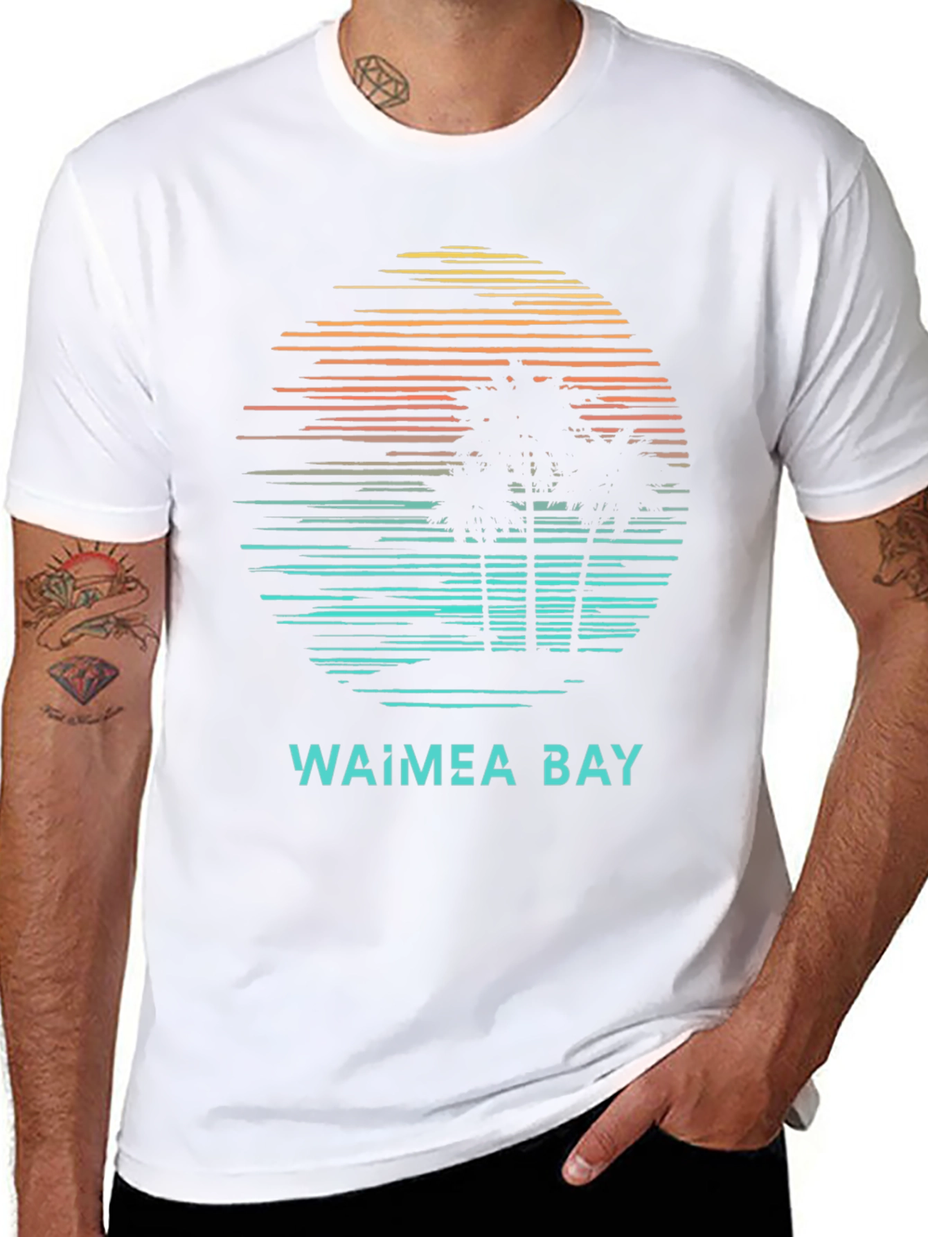 Waimea Bay Sunset T-Shirt: Retro Beach Vibes