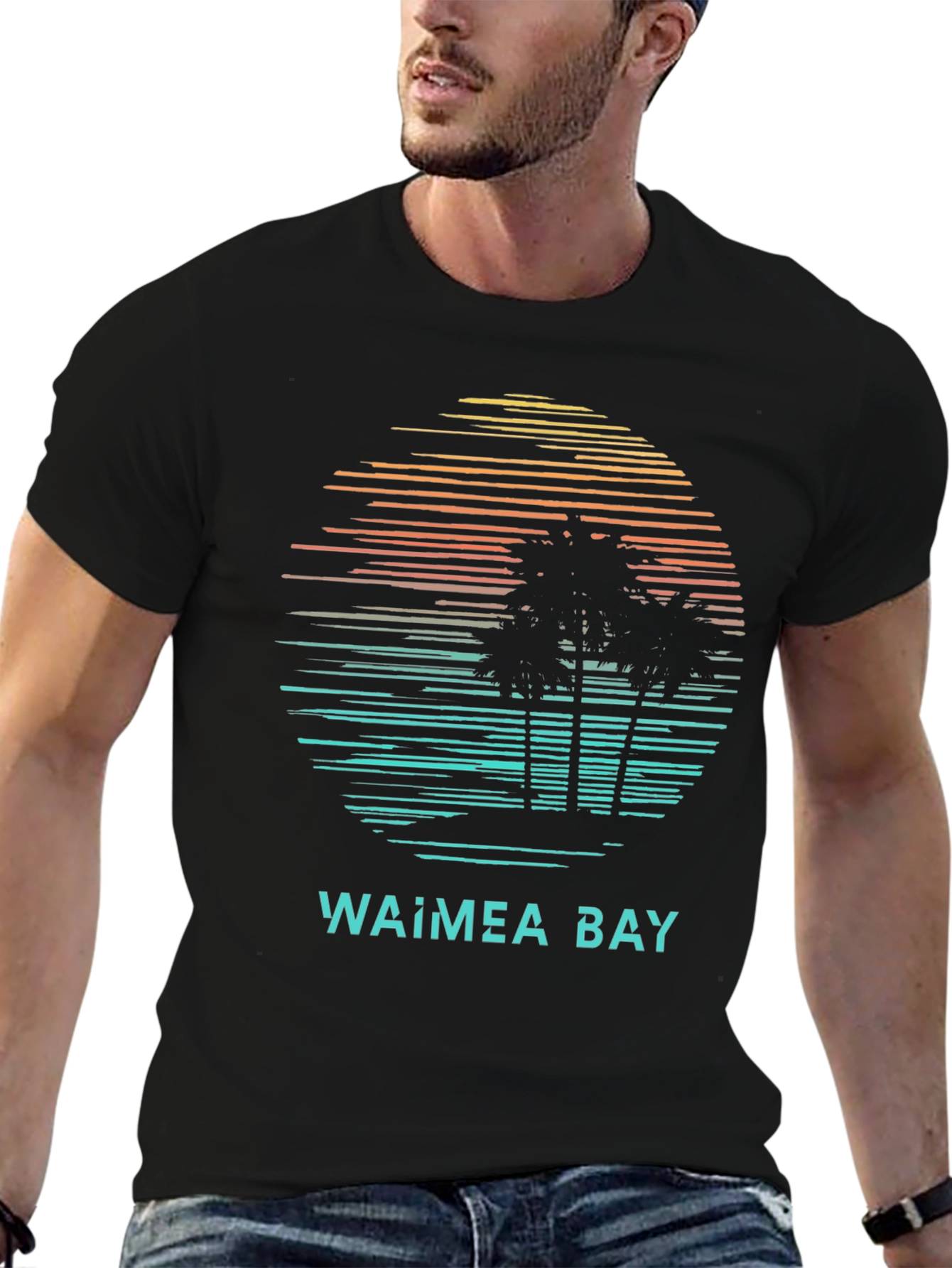 Waimea Bay Sunset T-Shirt: Retro Beach Vibes