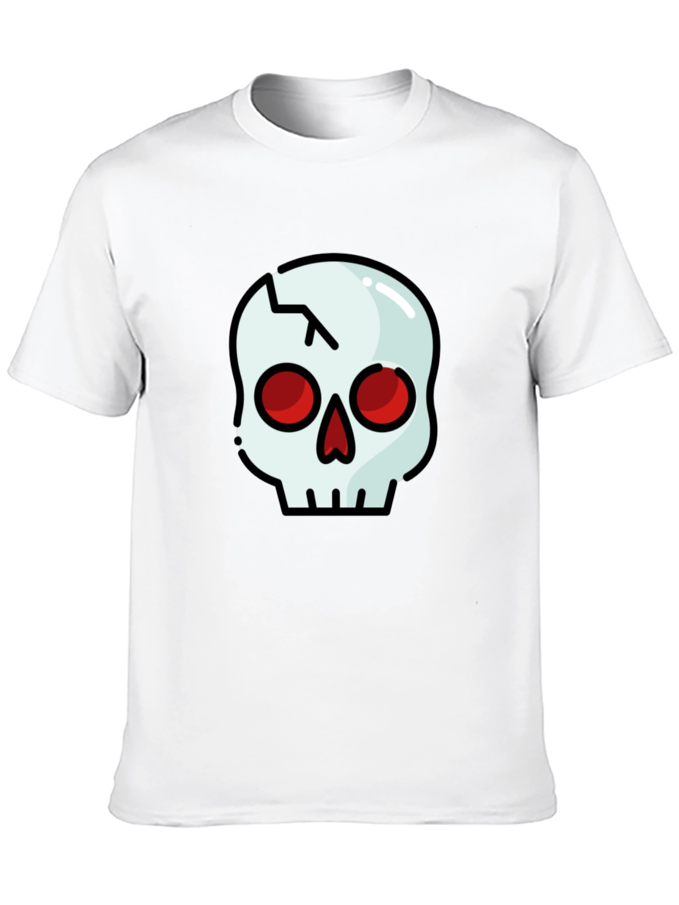 Cracked Skull Graphic Tee - Black