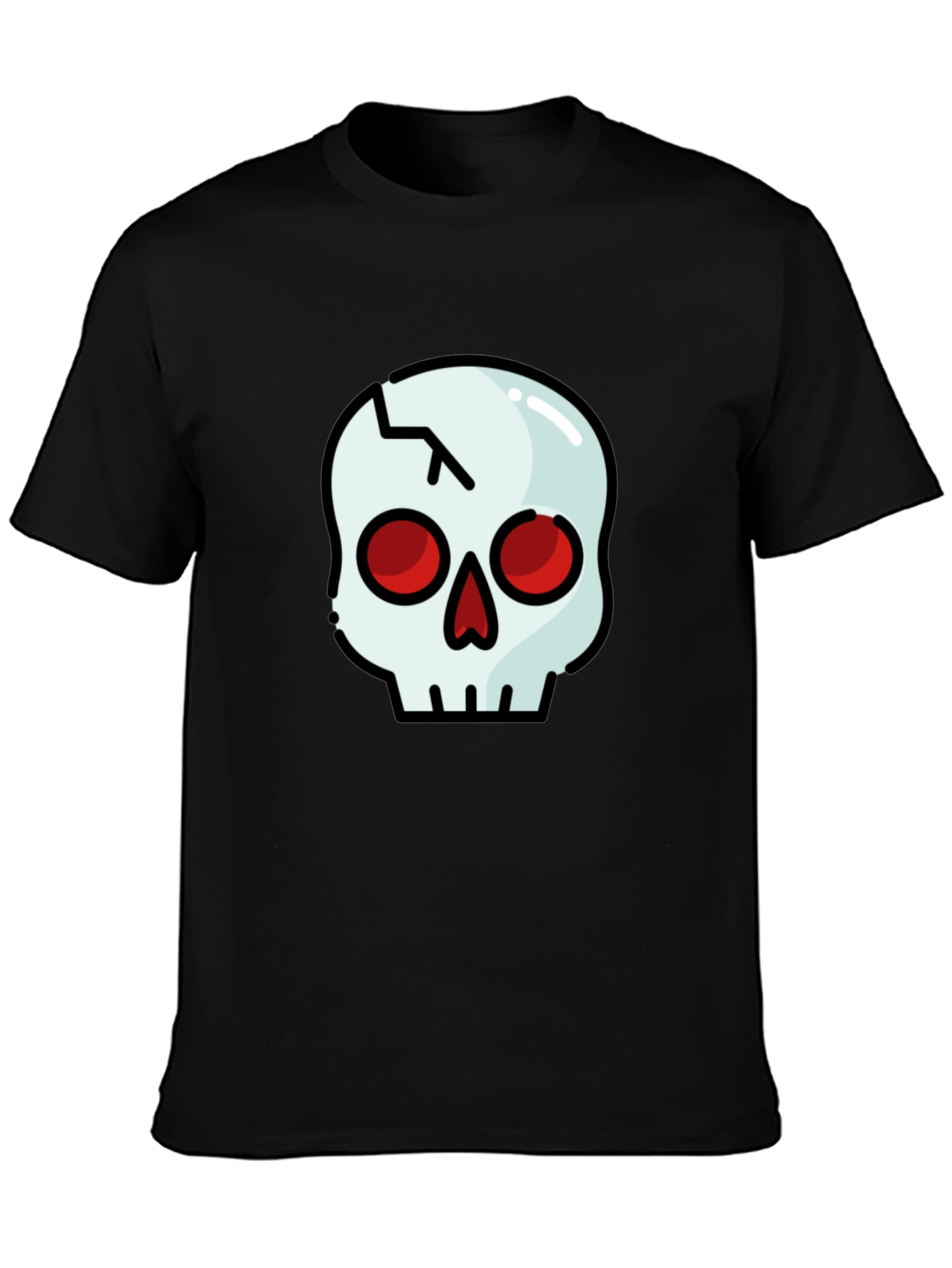 Cracked Skull Graphic Tee - Black