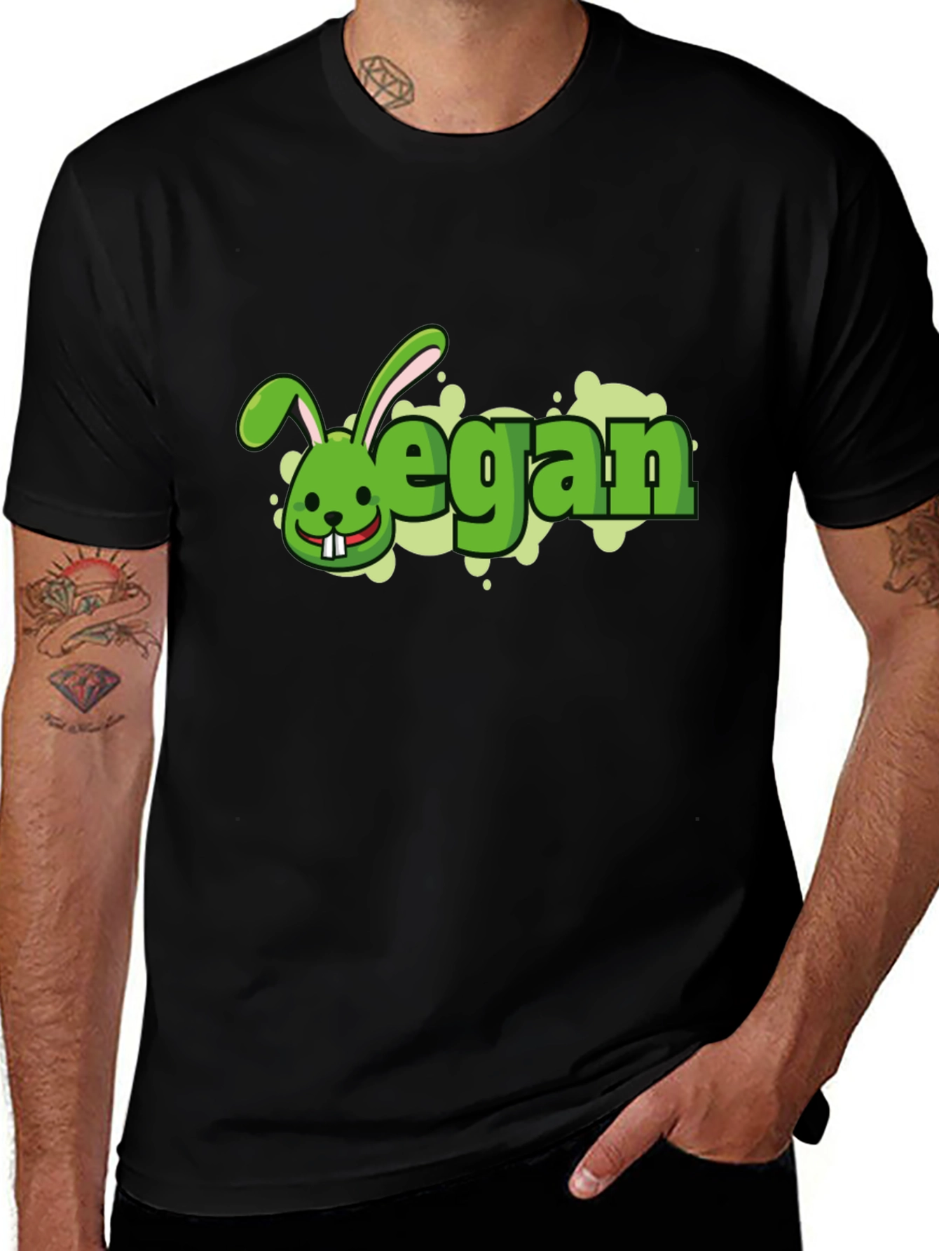 Vegan Rabbit Black T-Shirt