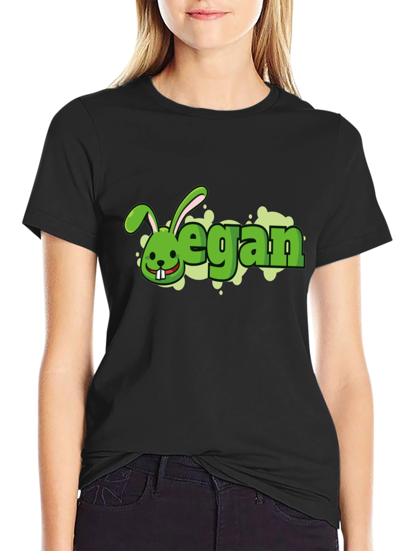 Vegan Rabbit Black T-Shirt