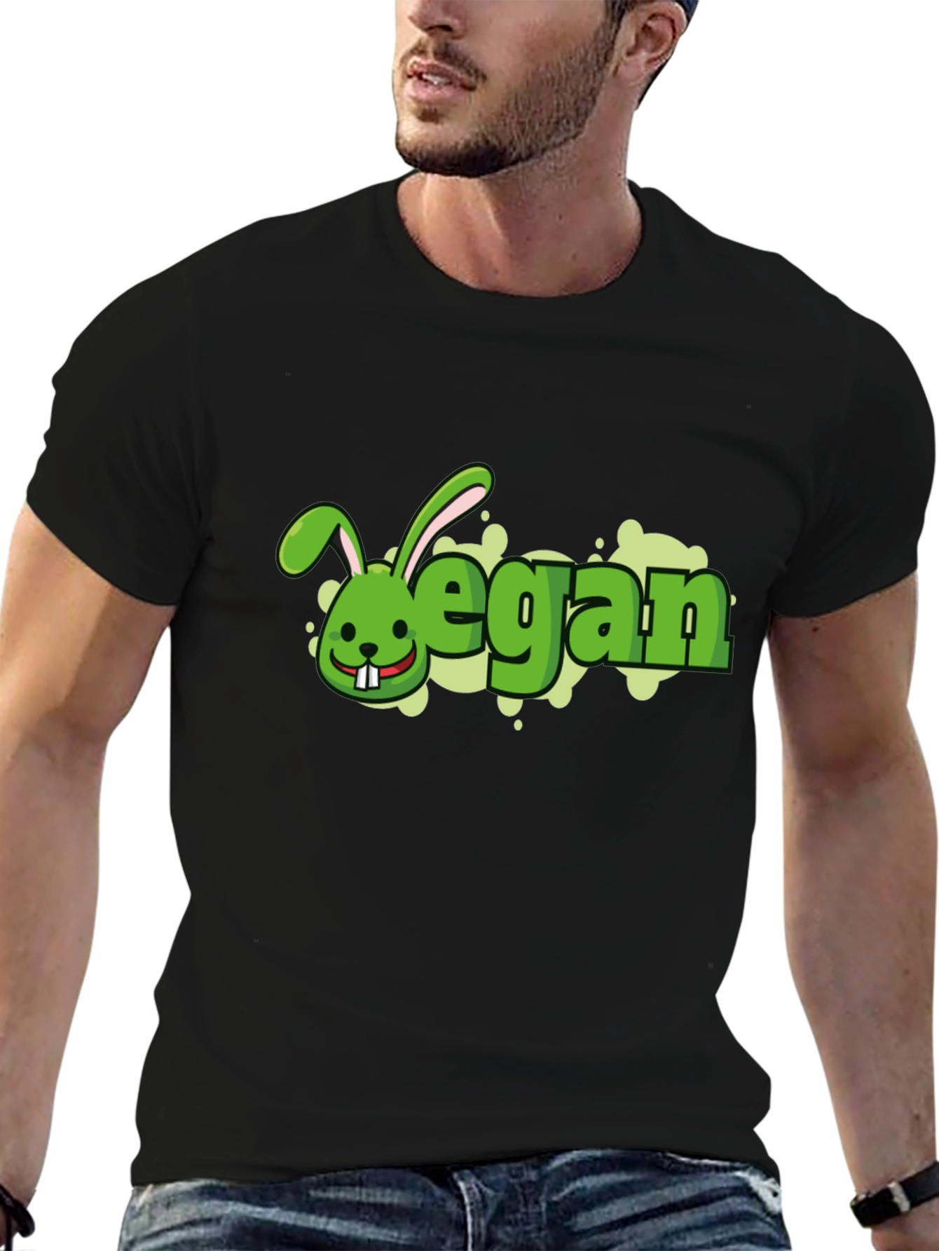 Vegan Rabbit Black T-Shirt