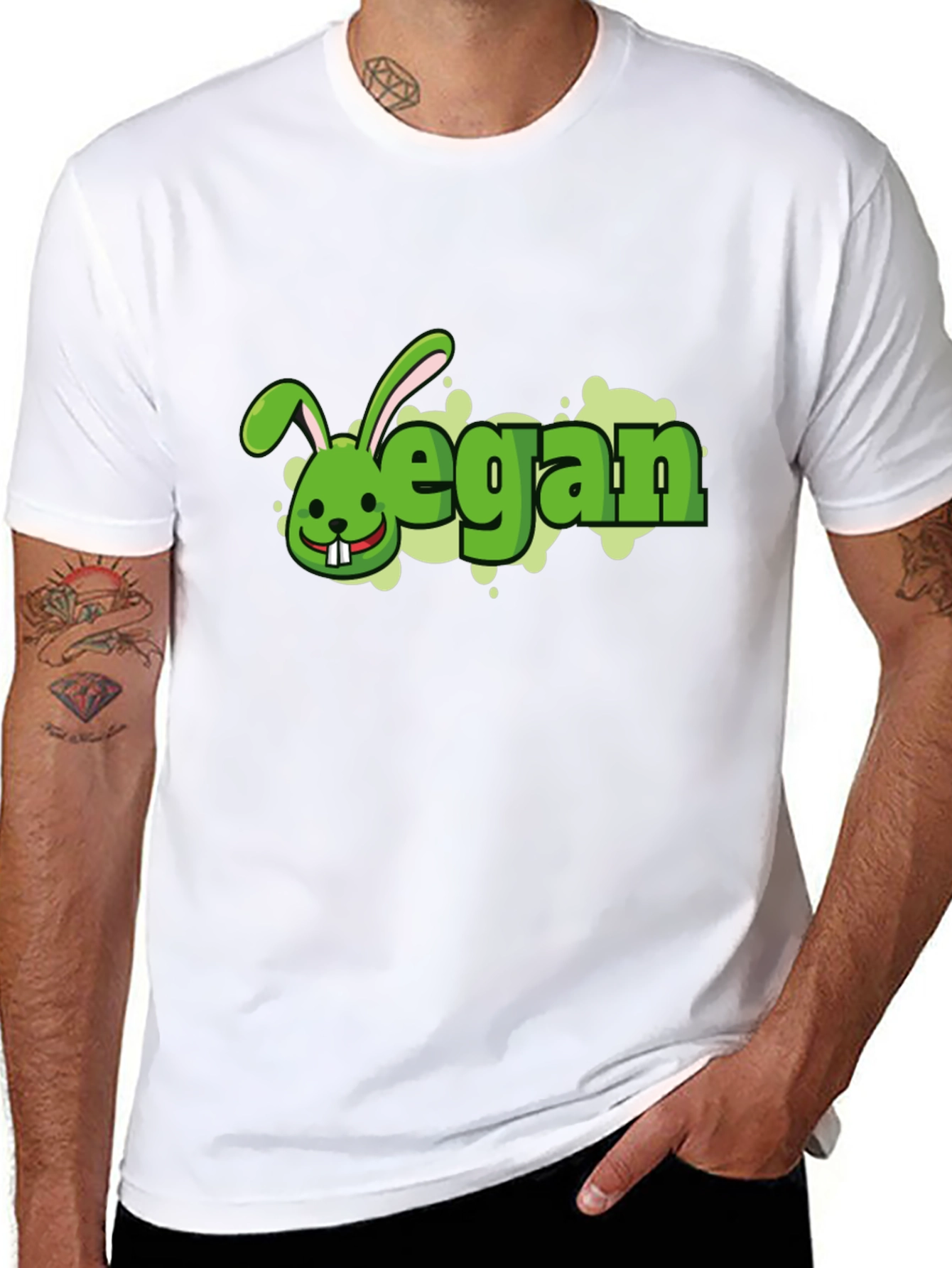 Vegan Rabbit Black T-Shirt