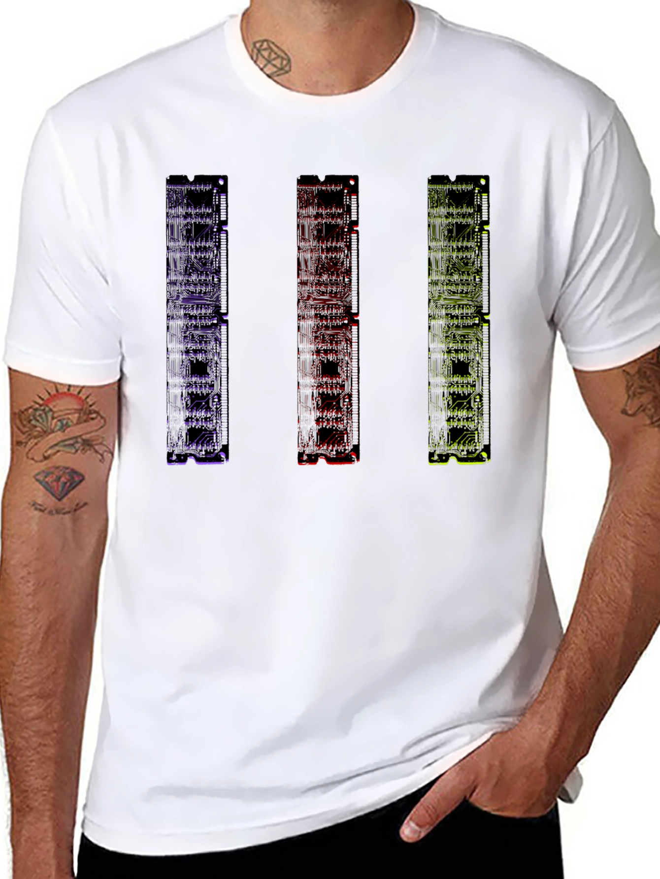 Geometric Circuit Board Mens Graphic T-Shirt
