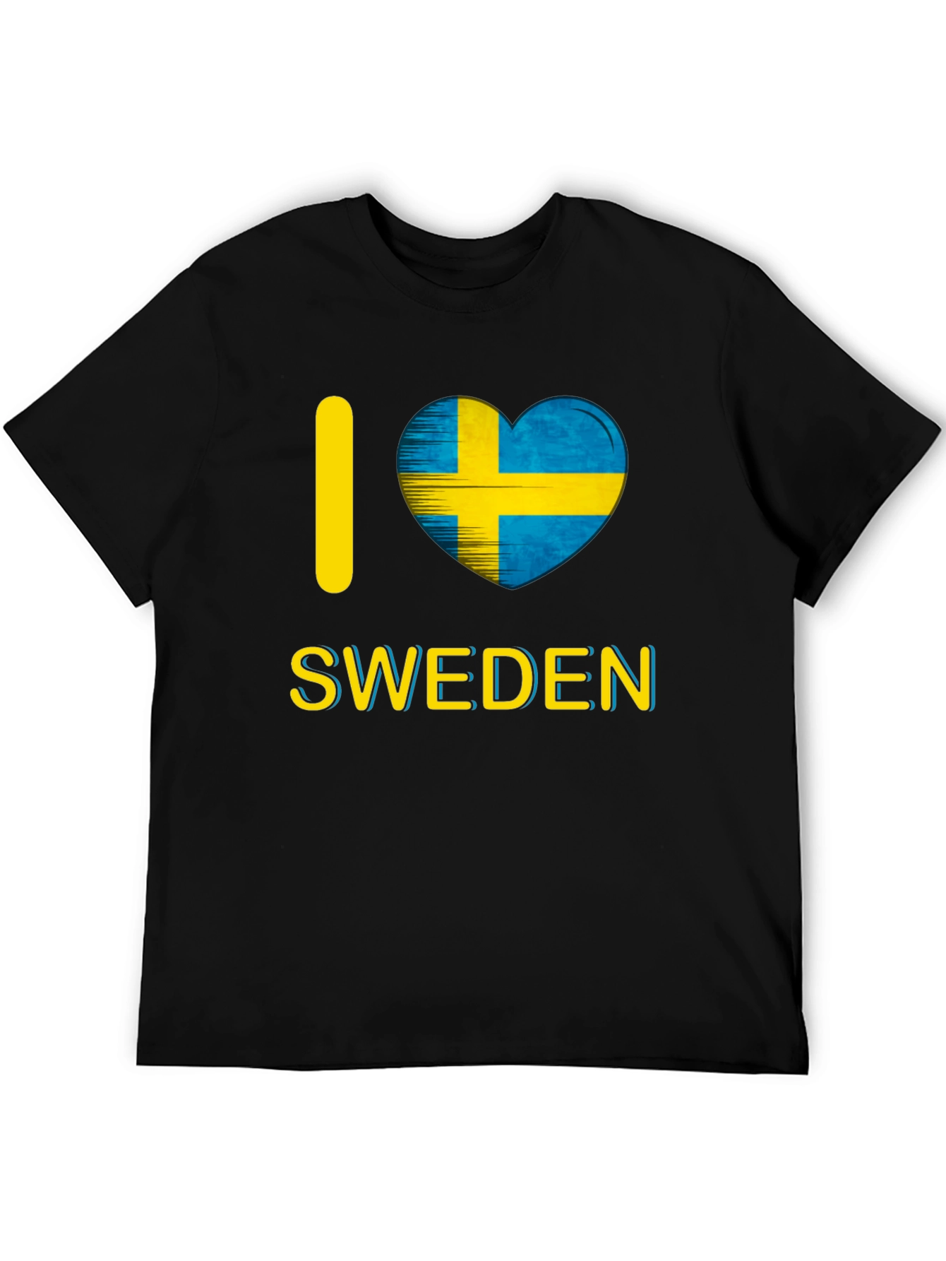 I Love Sweden T-Shirt - Black Crew Neck