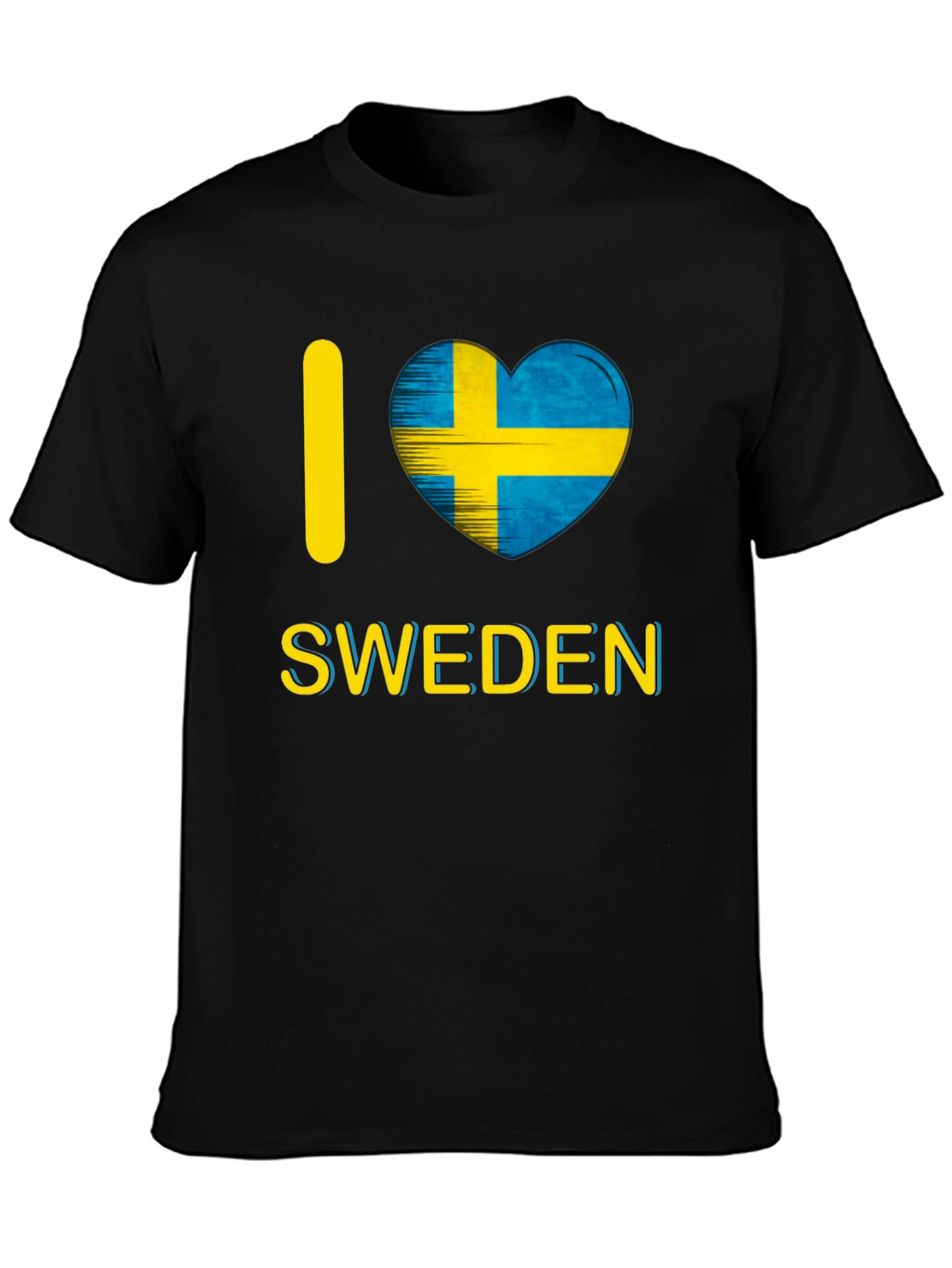 I Love Sweden T-Shirt - Black Crew Neck