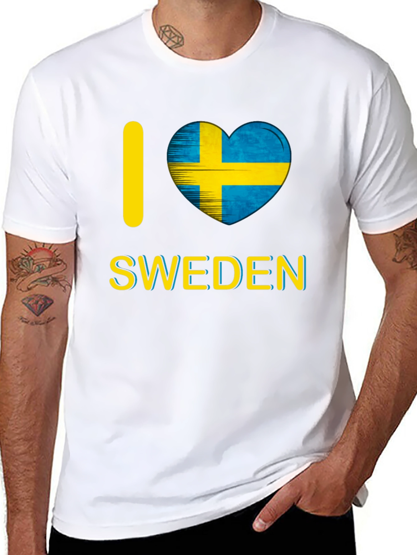 I Love Sweden T-Shirt - Black Crew Neck