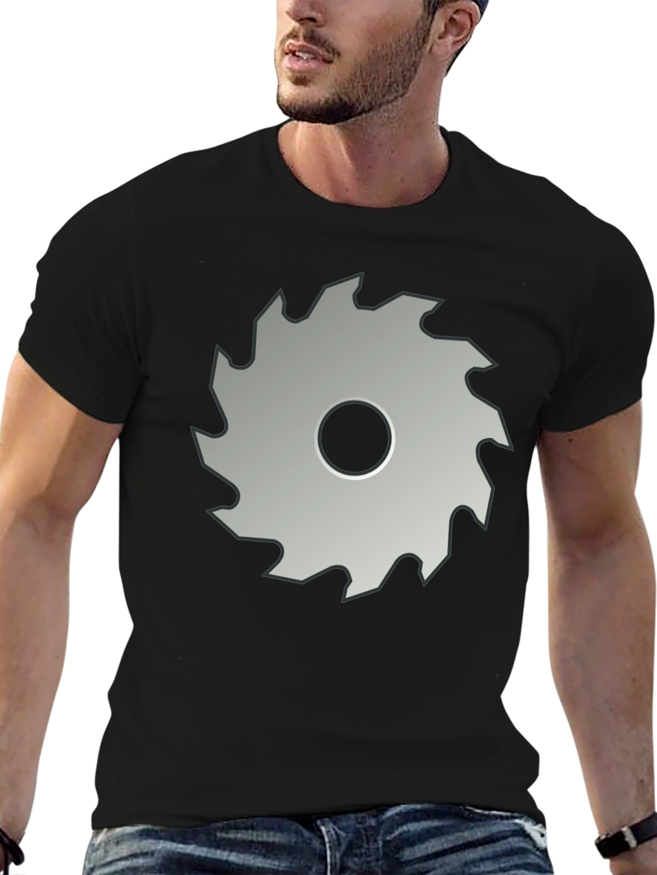 Saw Blade Graphic Tee - Black Crew Neck