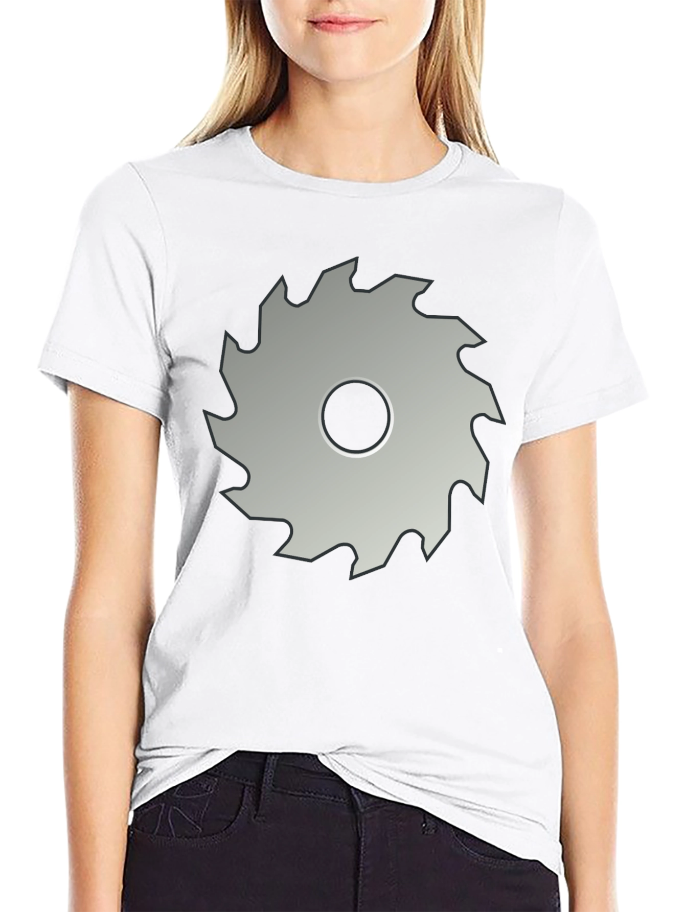 Saw Blade Graphic Tee - Black Crew Neck