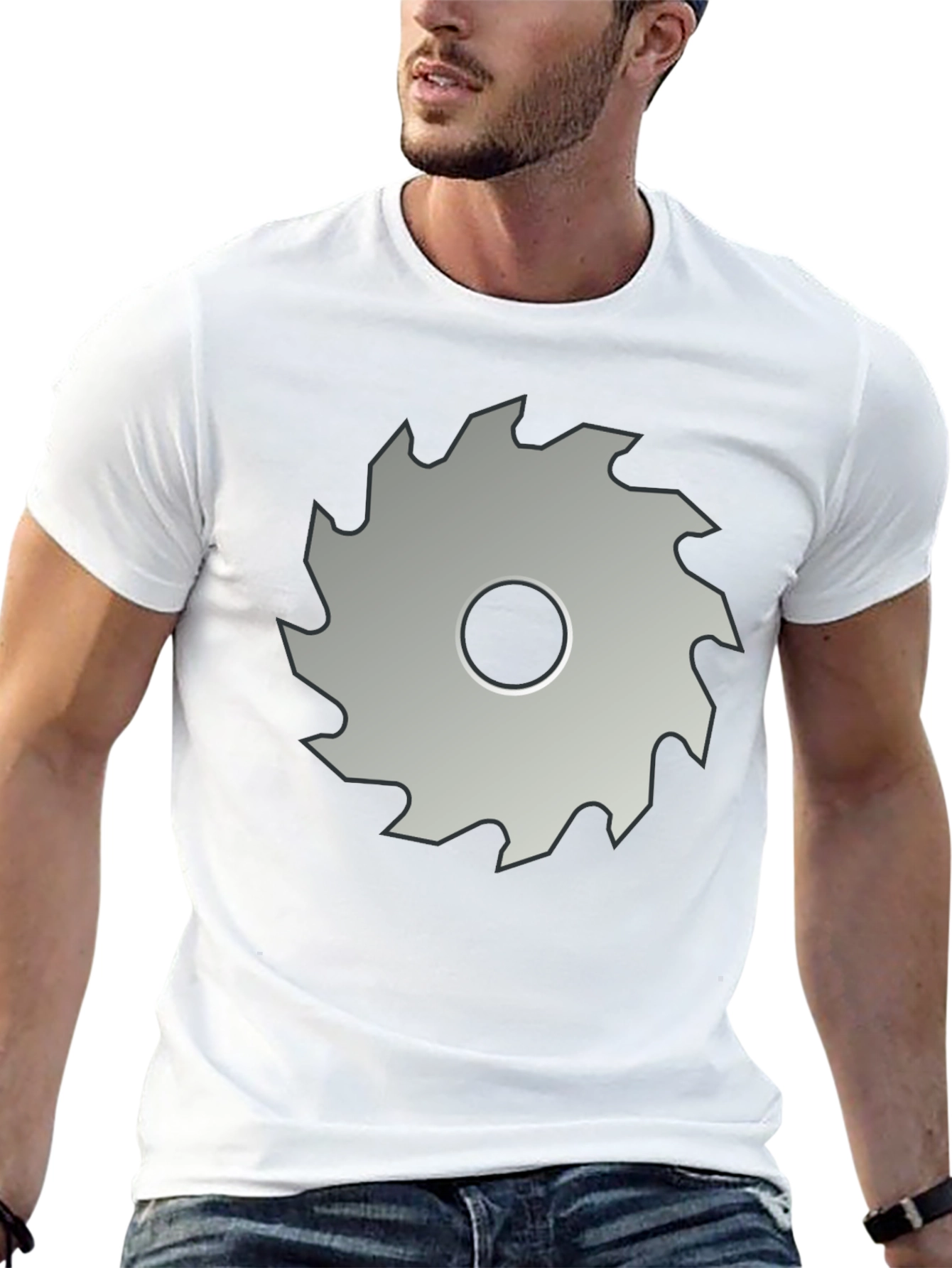 Saw Blade Graphic Tee - Black Crew Neck