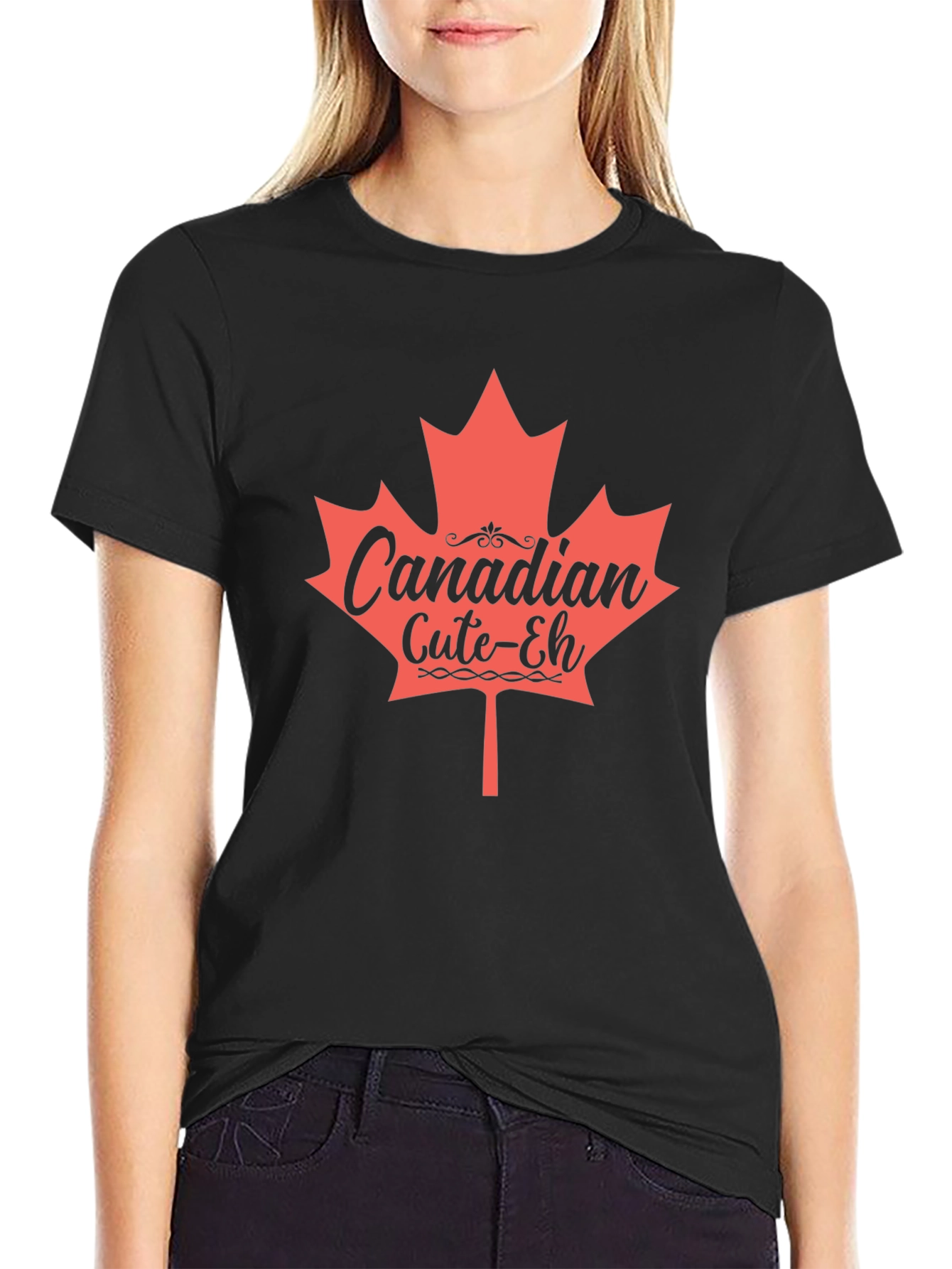 Canadian Cute-Eh Maple Leaf Graphic T-Shirt