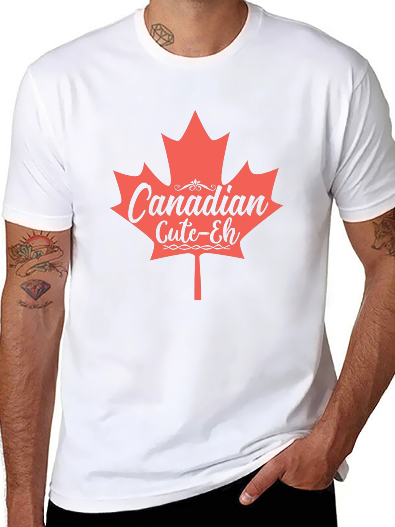 Canadian Cute-Eh Maple Leaf Graphic T-Shirt