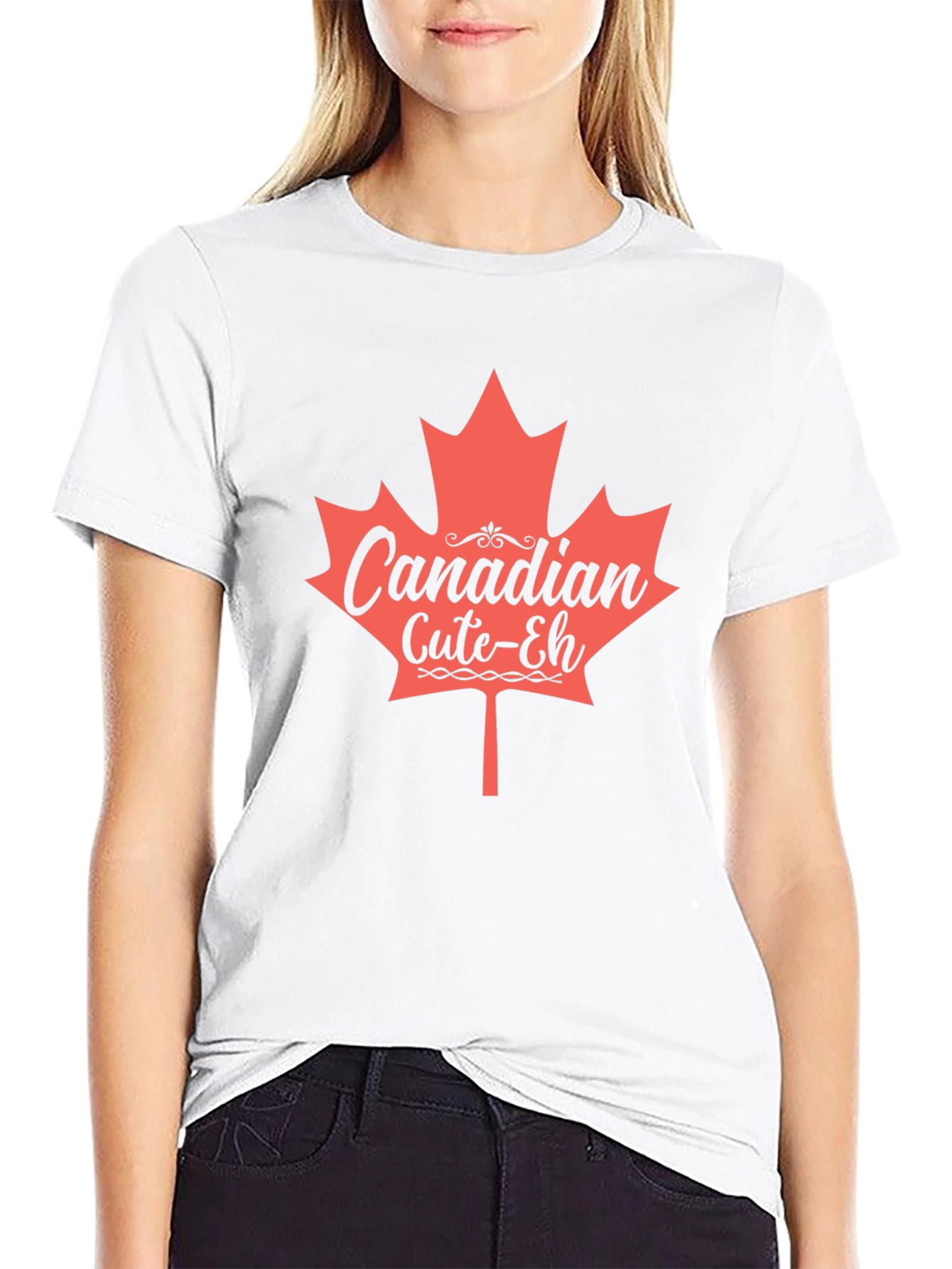 Canadian Cute-Eh Maple Leaf Graphic T-Shirt