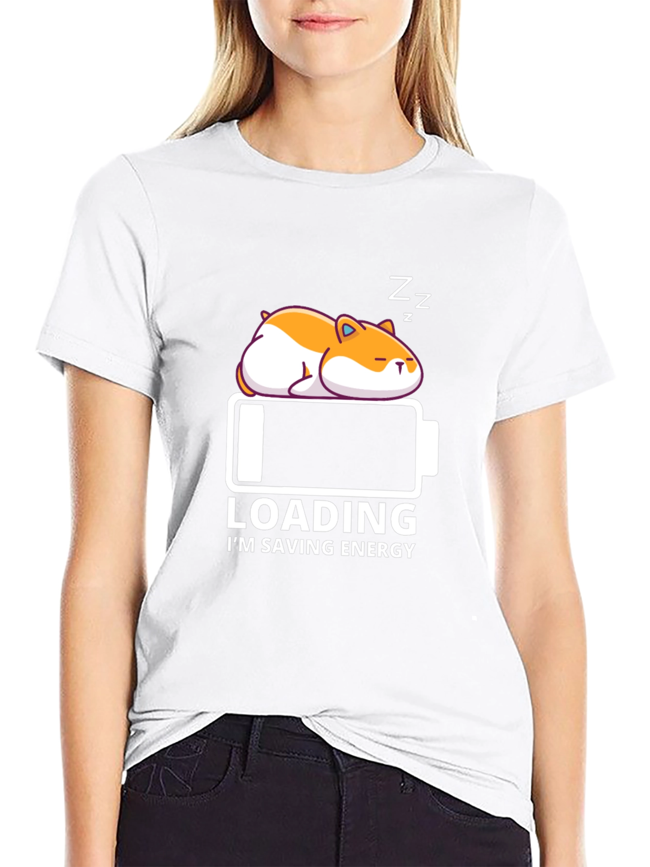 Loading Sleepy Hamster Graphic T-Shirt - Saving Energy Mode