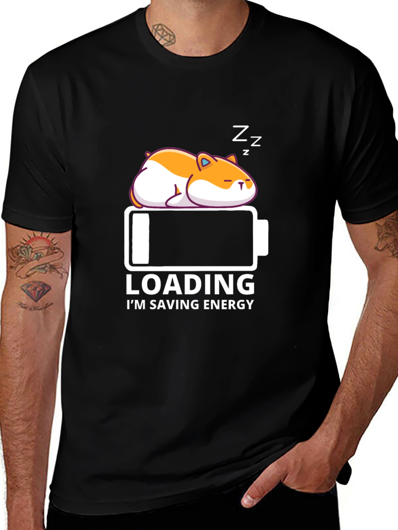 Loading Sleepy Hamster Graphic T-Shirt - Saving Energy Mode