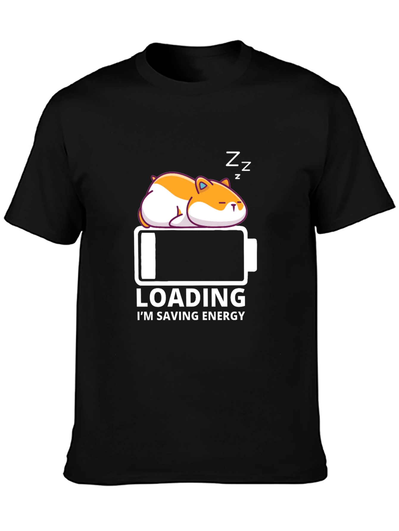 Loading Sleepy Hamster Graphic T-Shirt - Saving Energy Mode