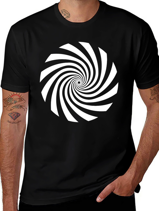 Hypnotic Spiral Graphic Tee - Black Cotton Comfort