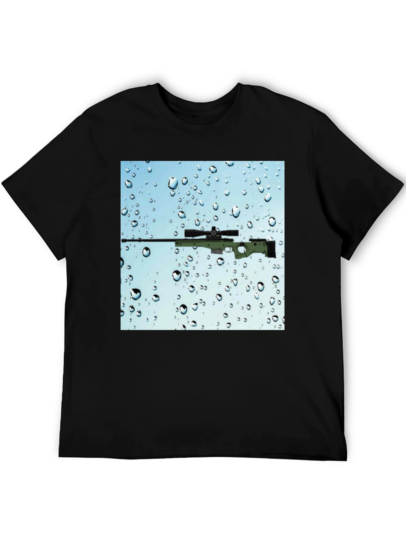 Gun on Rainy Window T-Shirt - Cool Graphic Tee