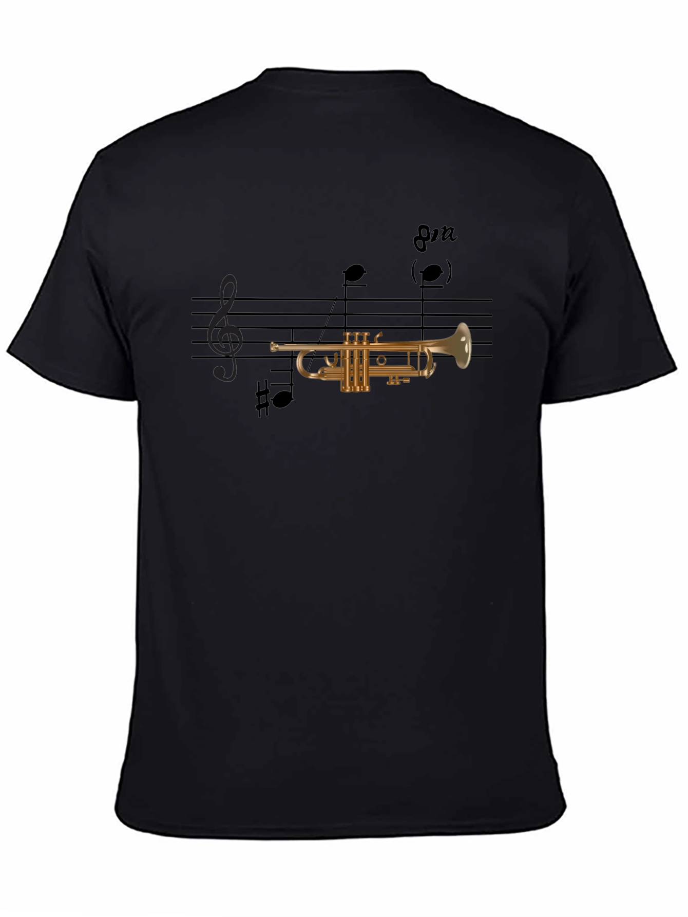 Musical Trumpet Graphic Tee - Black Cotton Blend