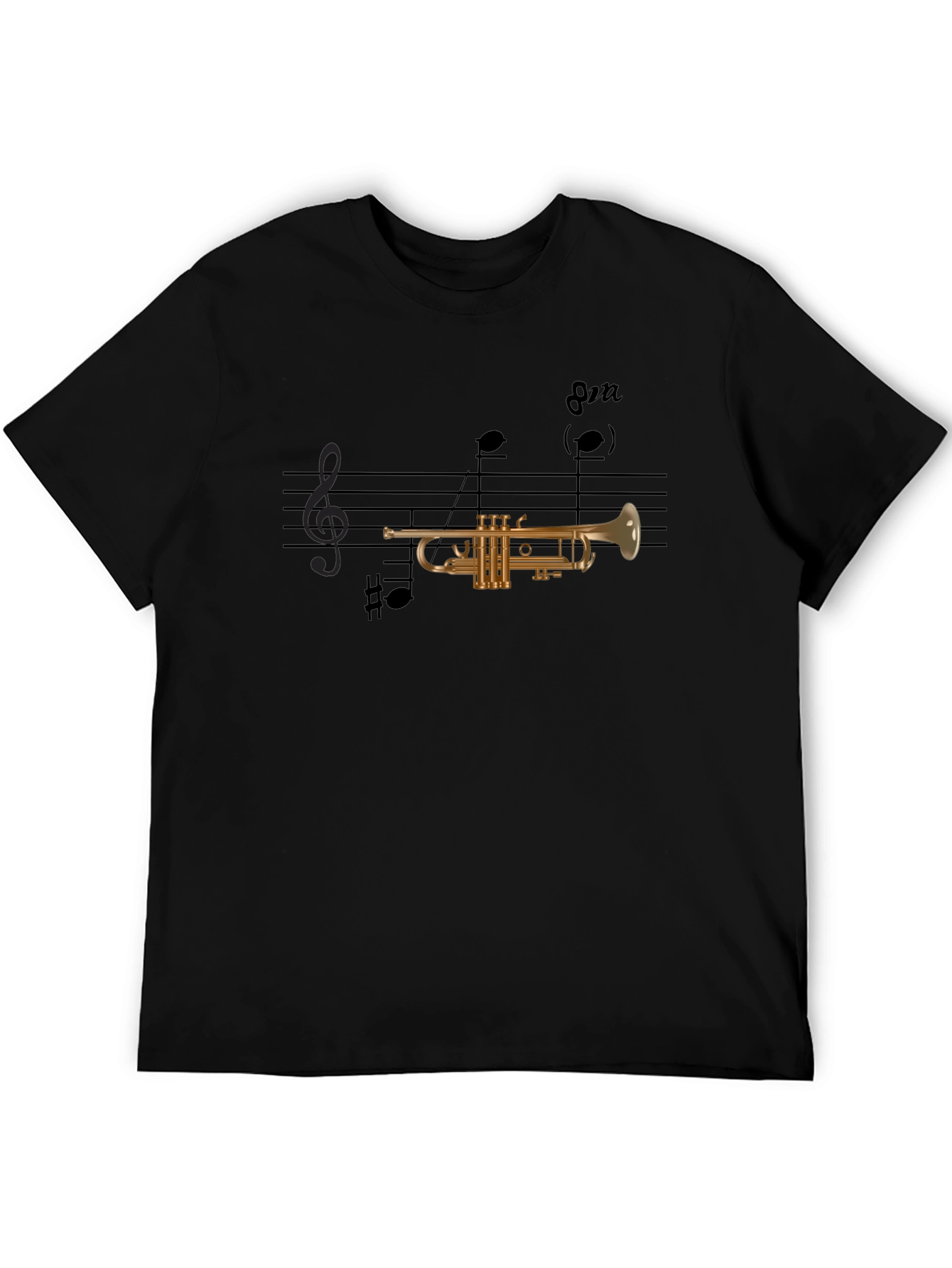 Musical Trumpet Graphic Tee - Black Cotton Blend