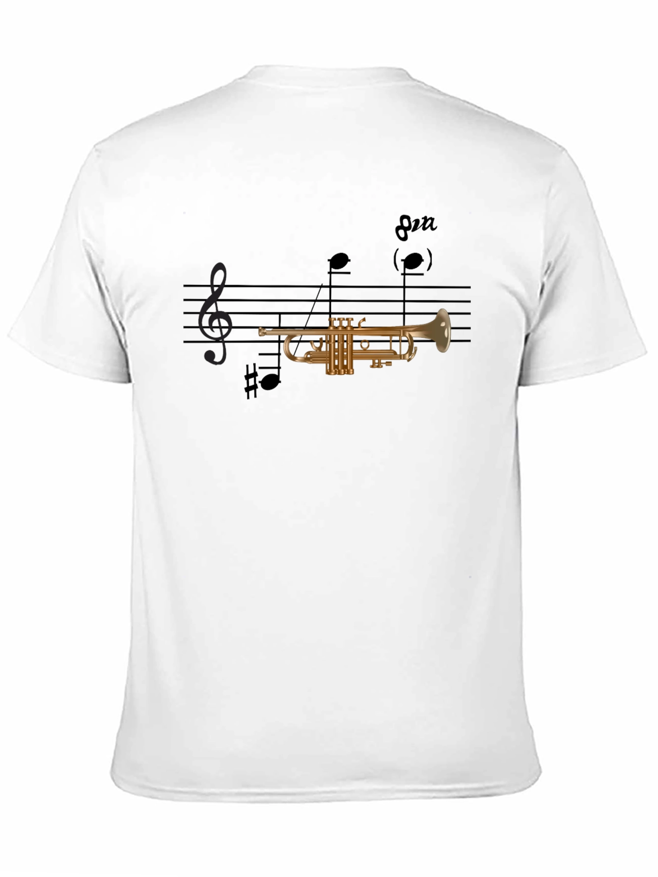 Musical Trumpet Graphic Tee - Black Cotton Blend