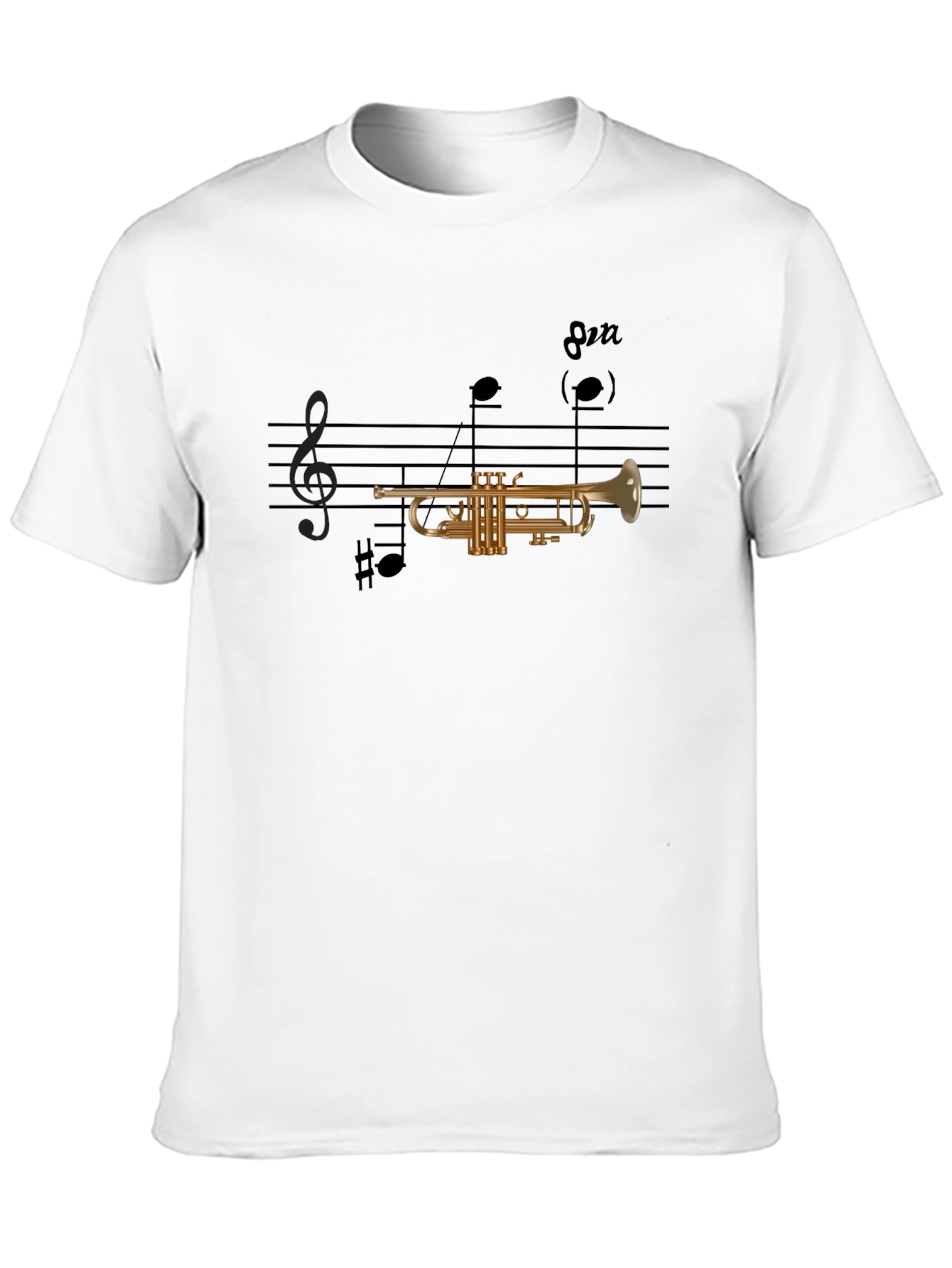 Musical Trumpet Graphic Tee - Black Cotton Blend