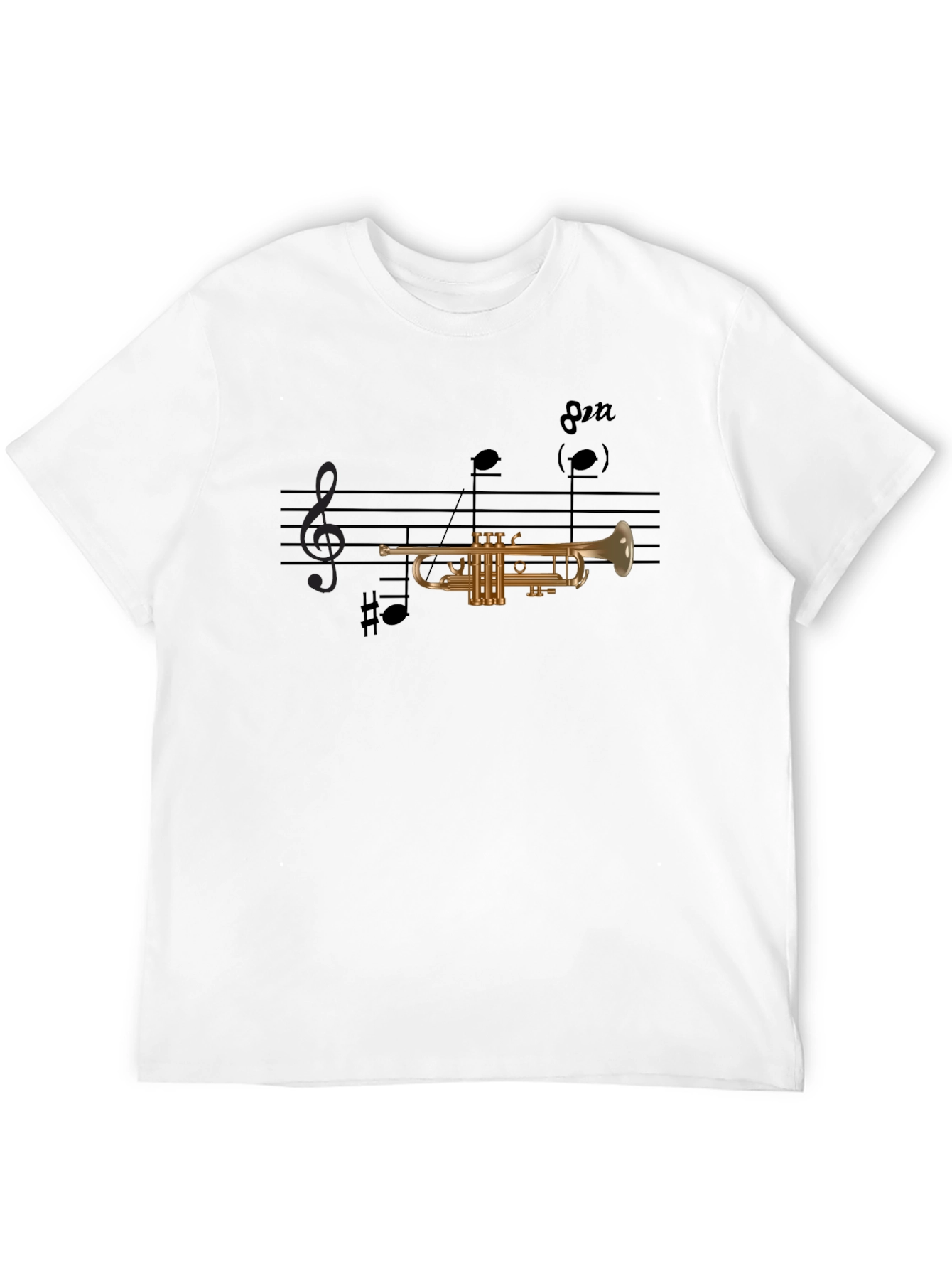 Musical Trumpet Graphic Tee - Black Cotton Blend