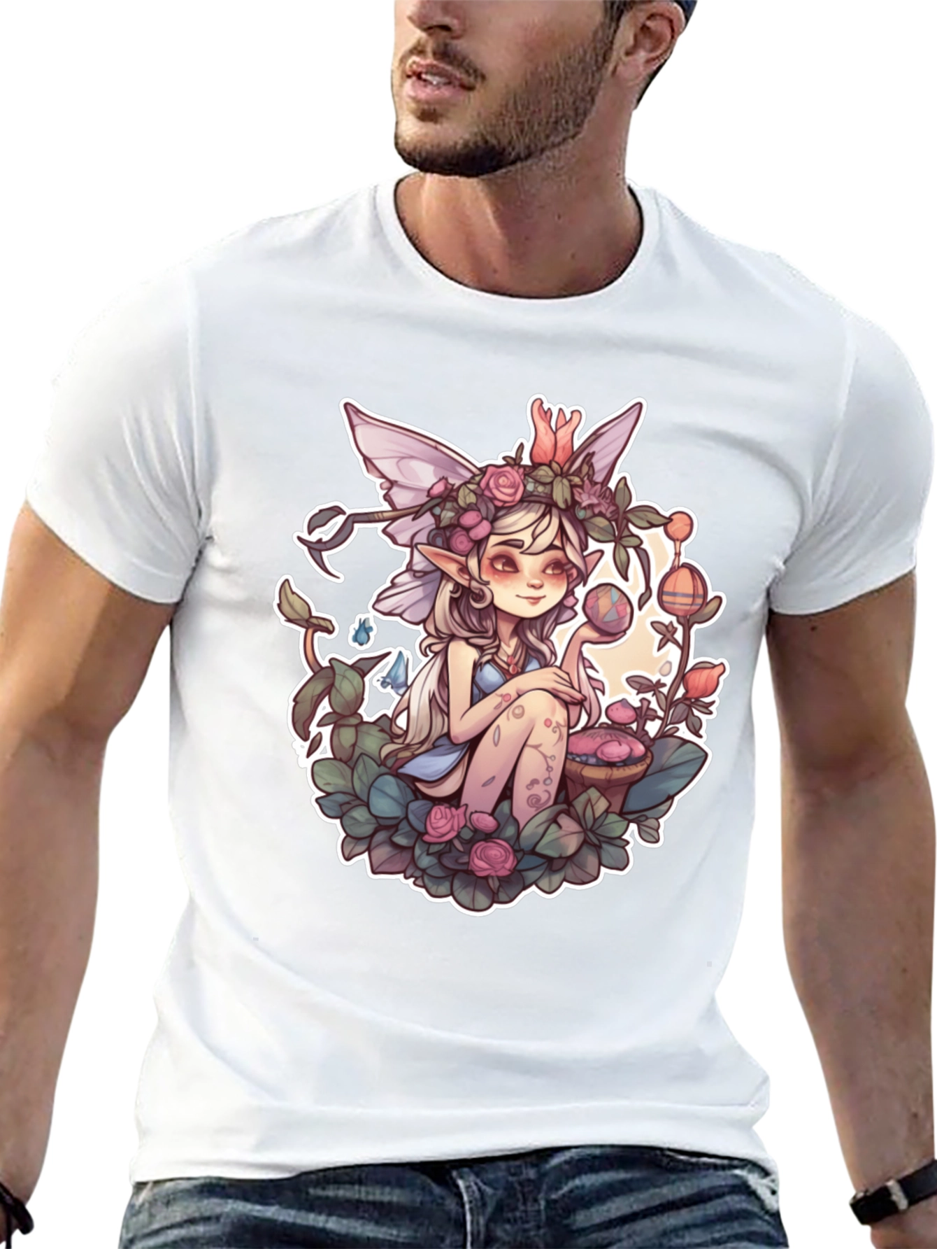 Whimsical Fairy Graphic Tee - Black Unisex Shirt