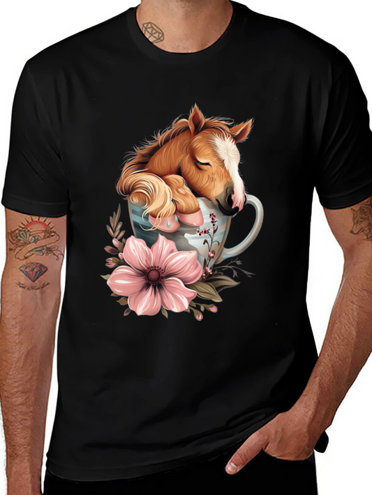 Horse in Teacup Graphic T-Shirt - Cute & Comfy