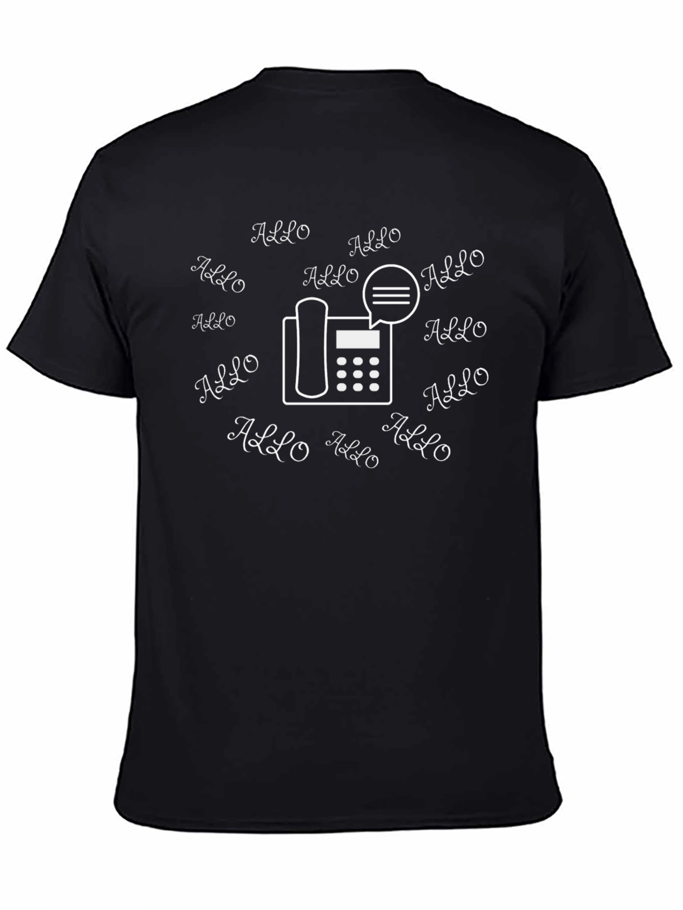 Allo Phone Graphic Tee - Black Cotton T-Shirt
