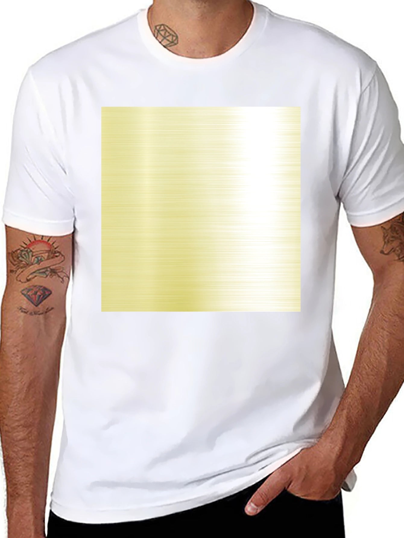 Black T-Shirt with Metallic Gold Square