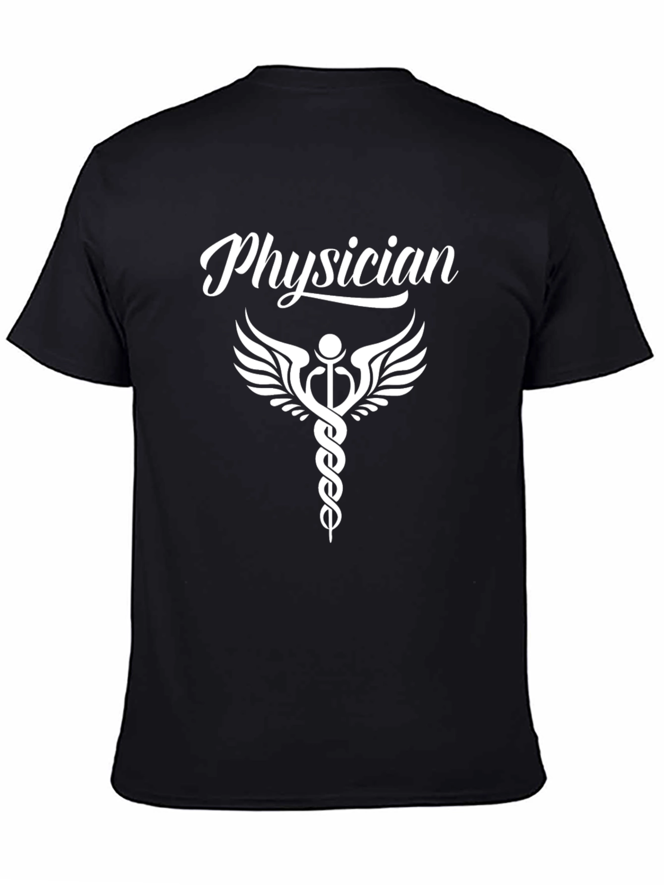 Physician Caduceus Black T-Shirt - Medical Professional Apparel