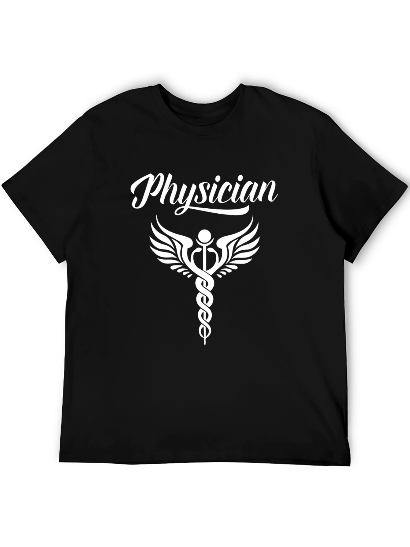 Physician Caduceus Black T-Shirt - Medical Professional Apparel