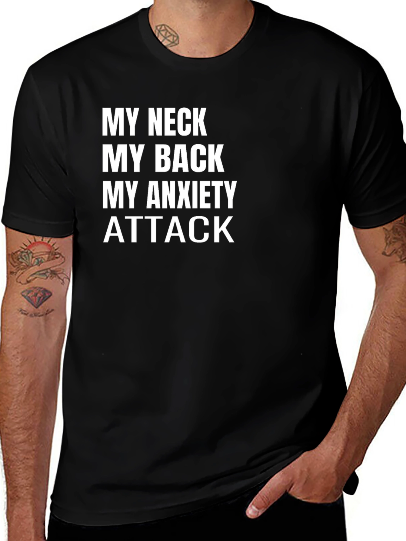 My Neck My Back My Anxiety Attack Black Tee