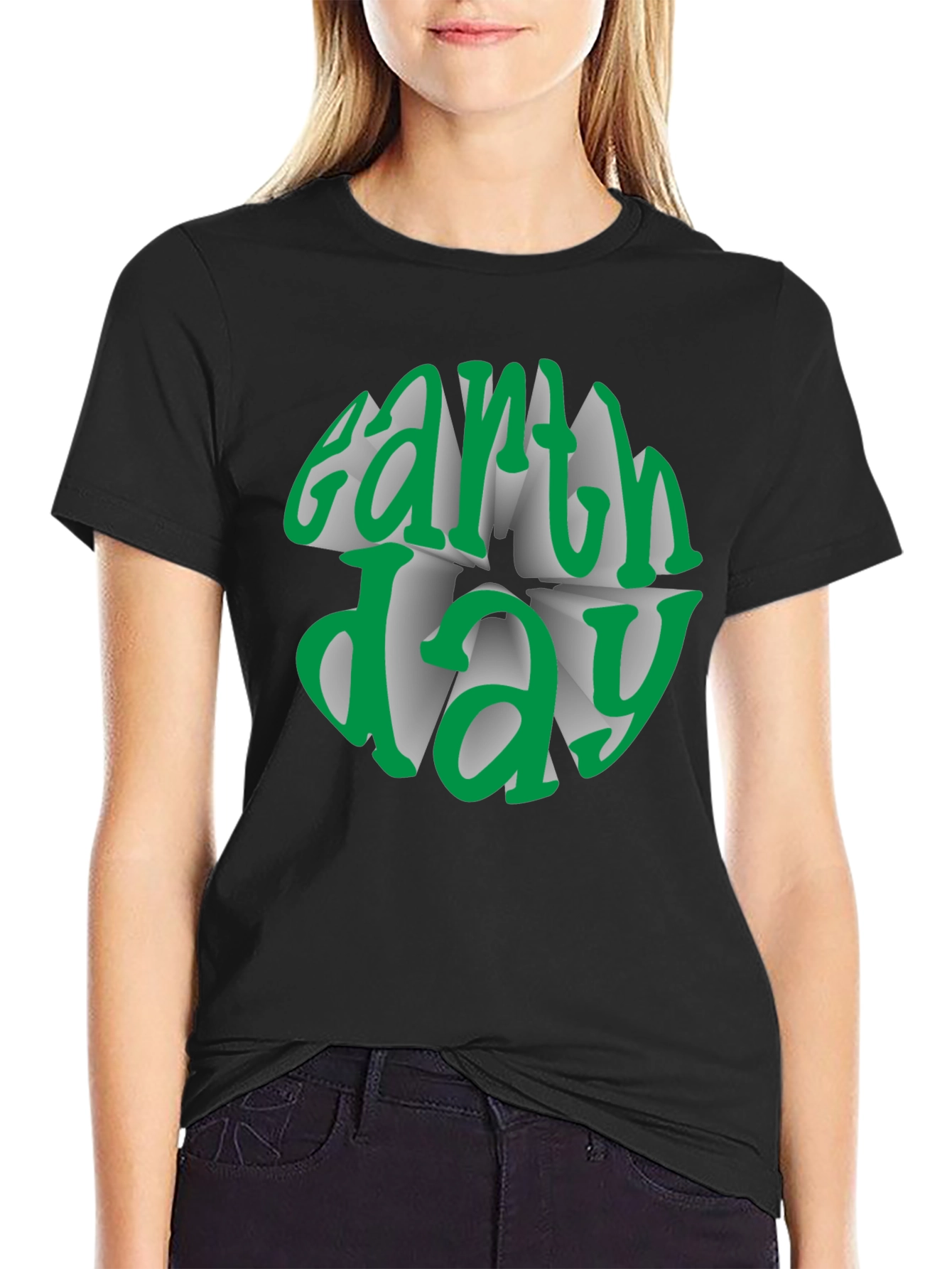 Earth Day Graphic Tee - Black Cotton T-Shirt