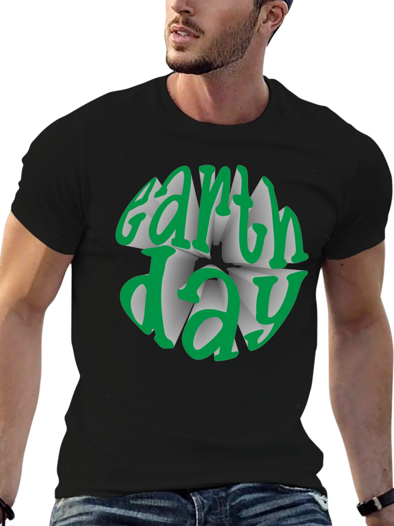 Earth Day Graphic Tee - Black Cotton T-Shirt