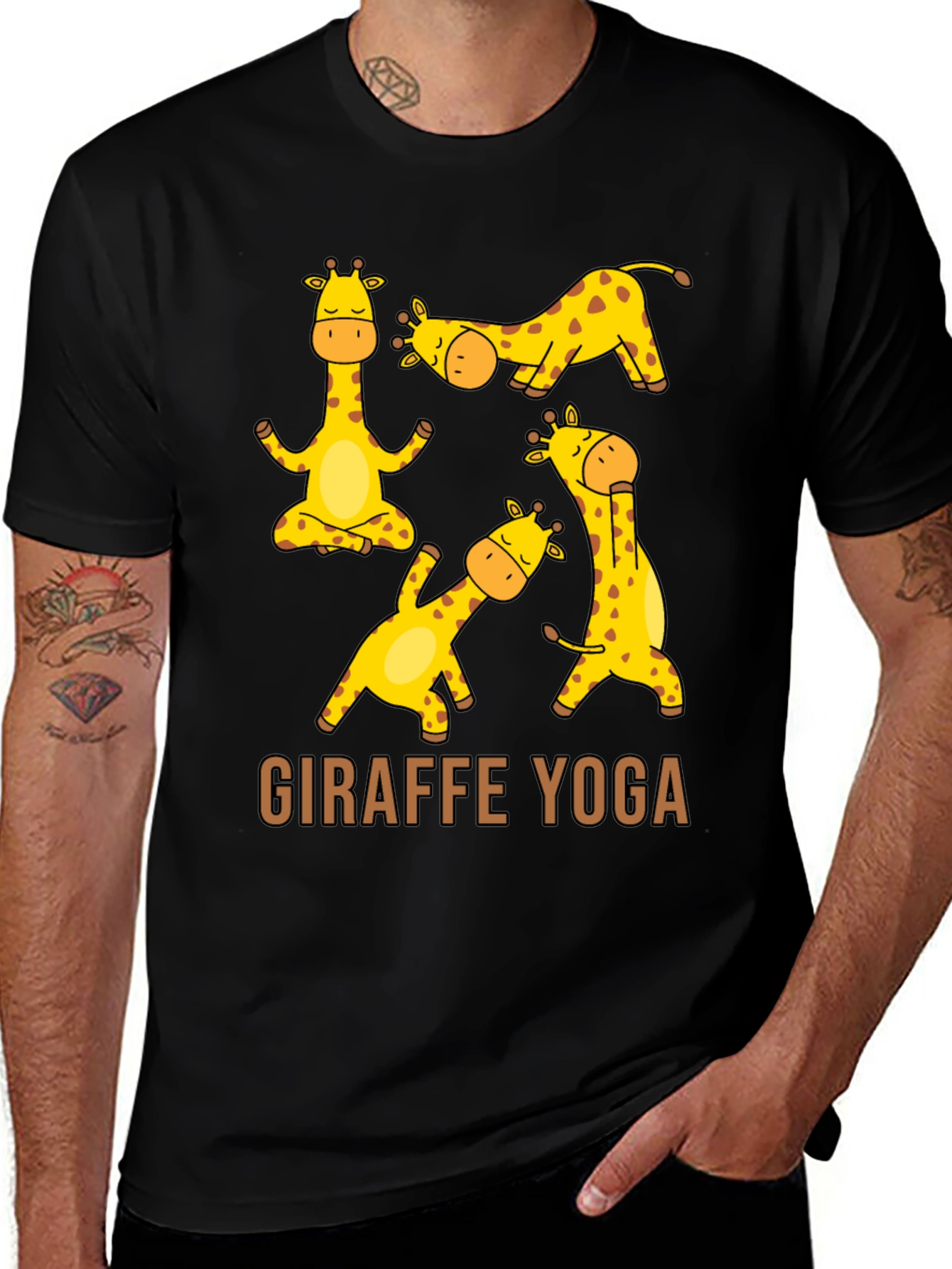 Giraffe Yoga Graphic T-Shirt - Unisex Black Tee