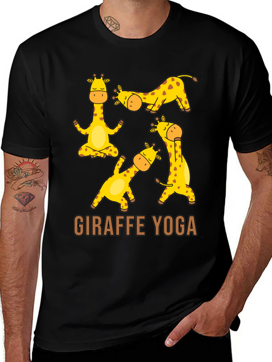 Giraffe Yoga Graphic T-Shirt - Unisex Black Tee