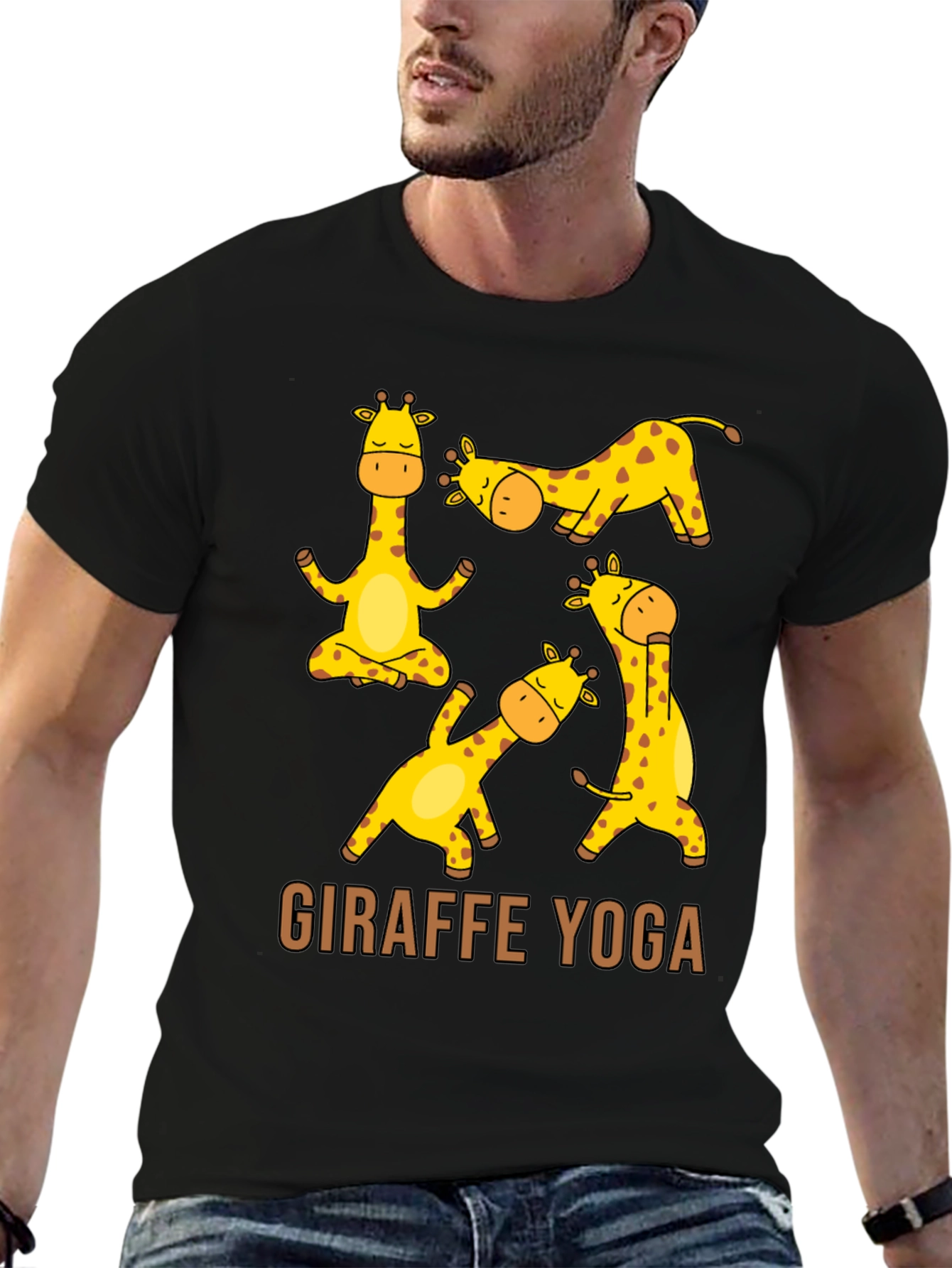 Giraffe Yoga Graphic T-Shirt - Unisex Black Tee