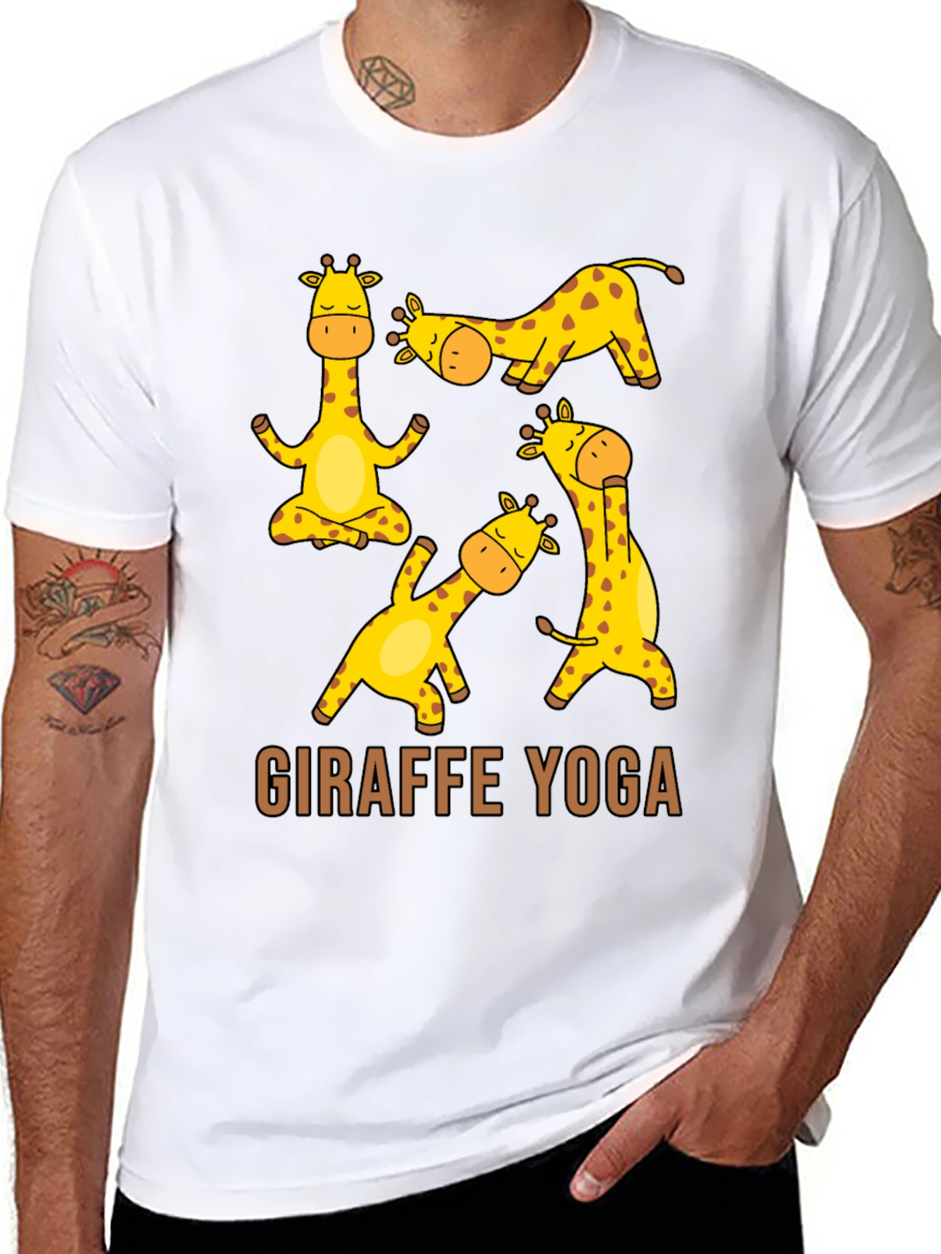 Giraffe Yoga Graphic T-Shirt - Unisex Black Tee