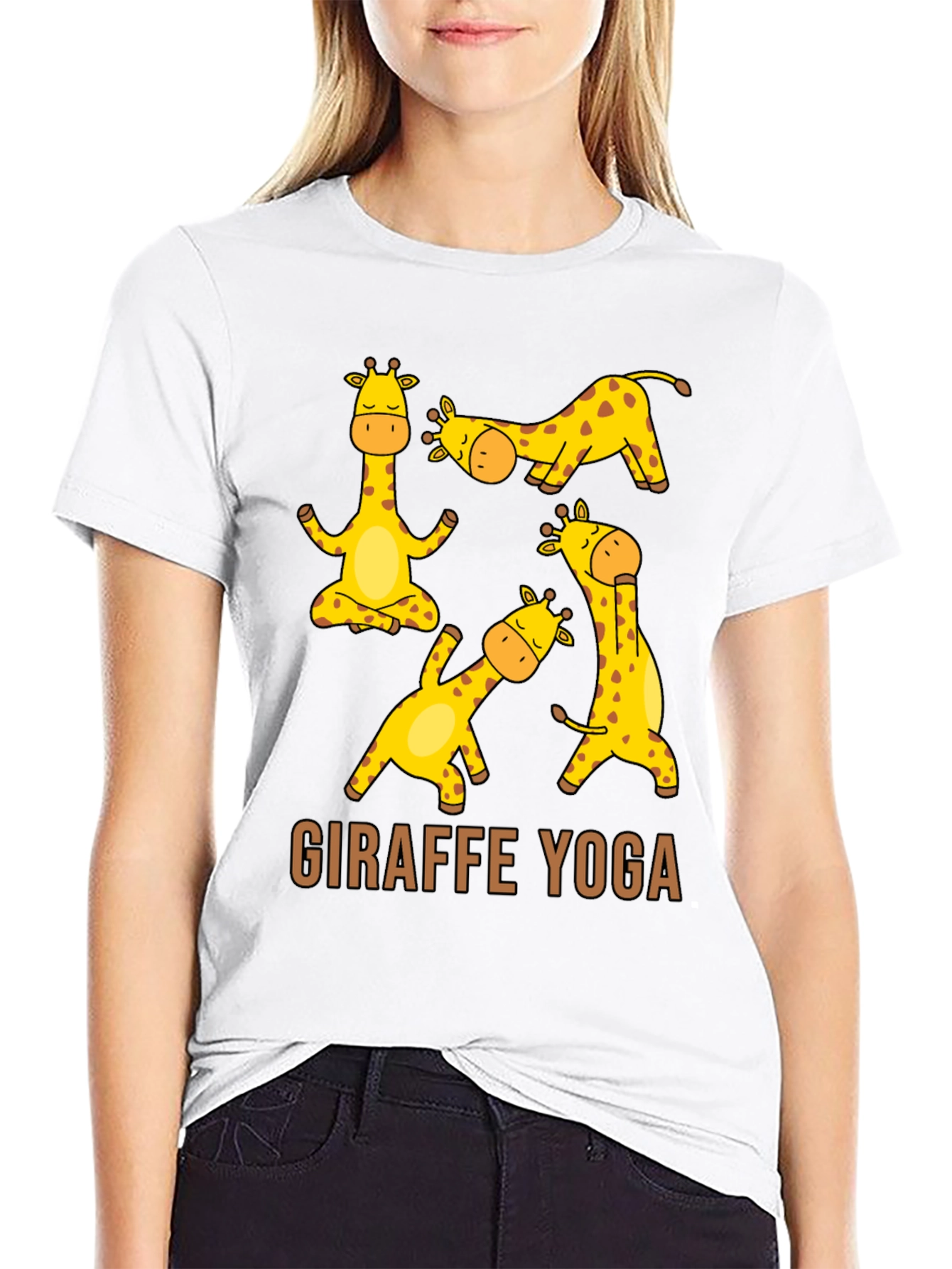 Giraffe Yoga Graphic T-Shirt - Unisex Black Tee