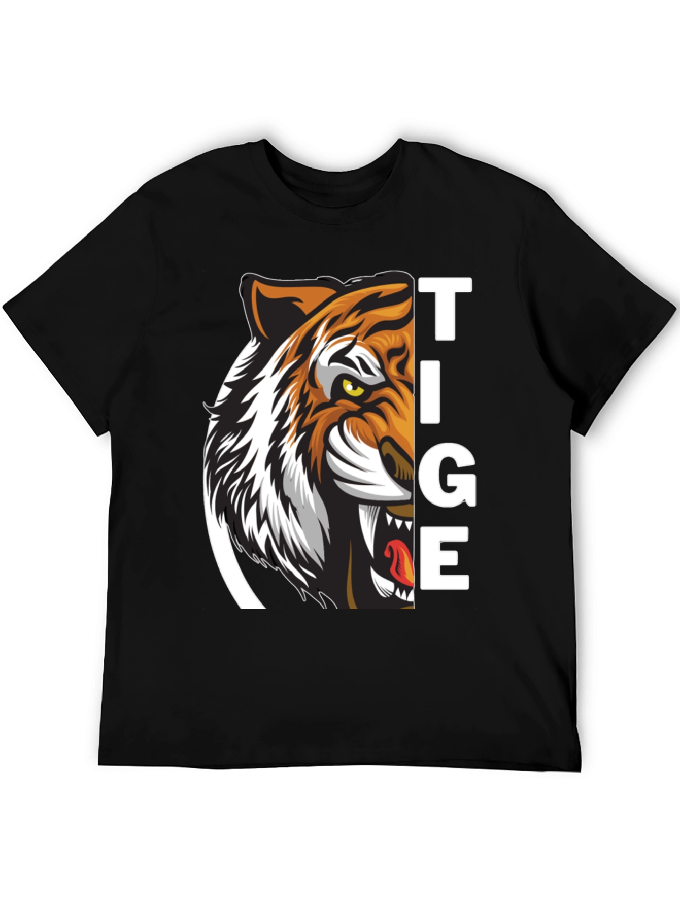 Tiger Graphic Print Black T-Shirt for Men