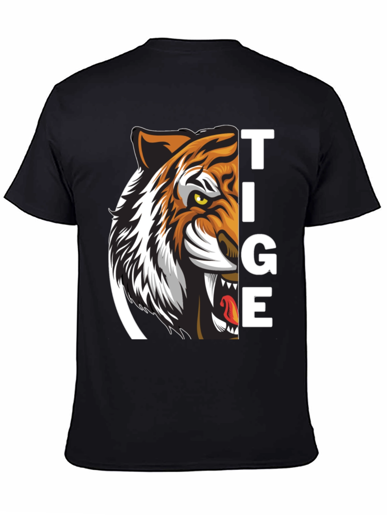Tiger Graphic Print Black T-Shirt for Men