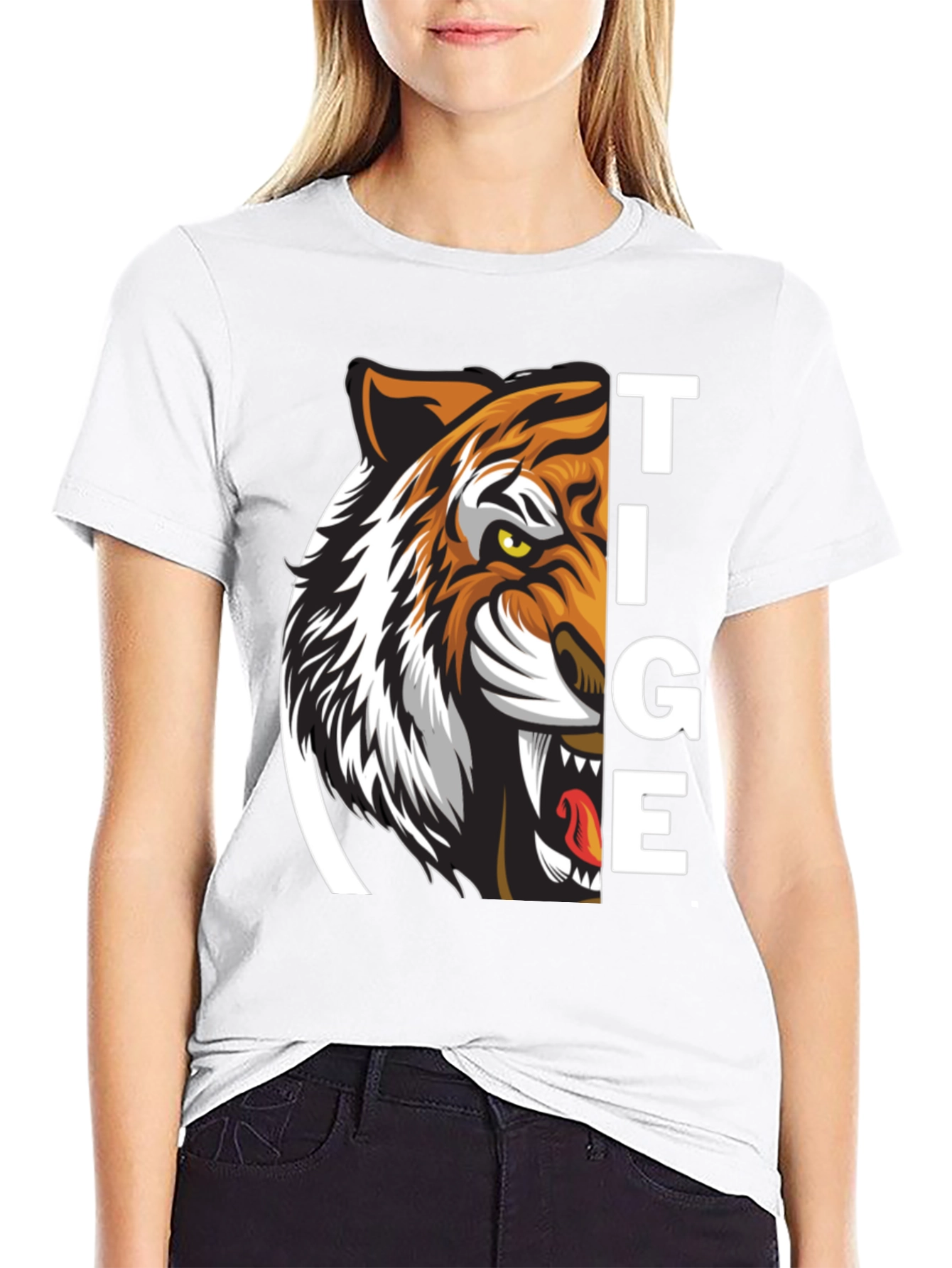 Tiger Graphic Print Black T-Shirt for Men