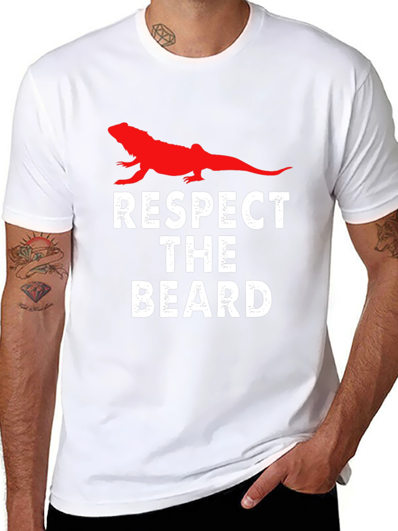 Respect The Beard Lizard Graphic Tee