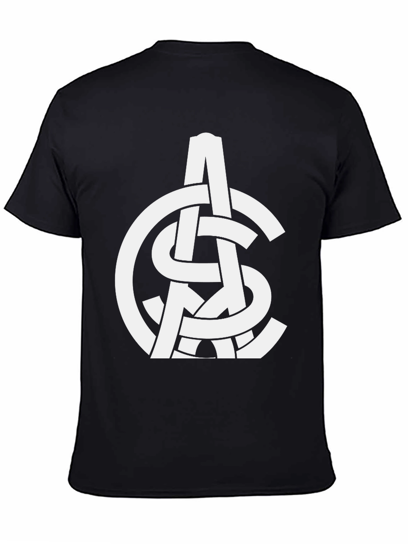 Abstract White Logo Print Black T-Shirt