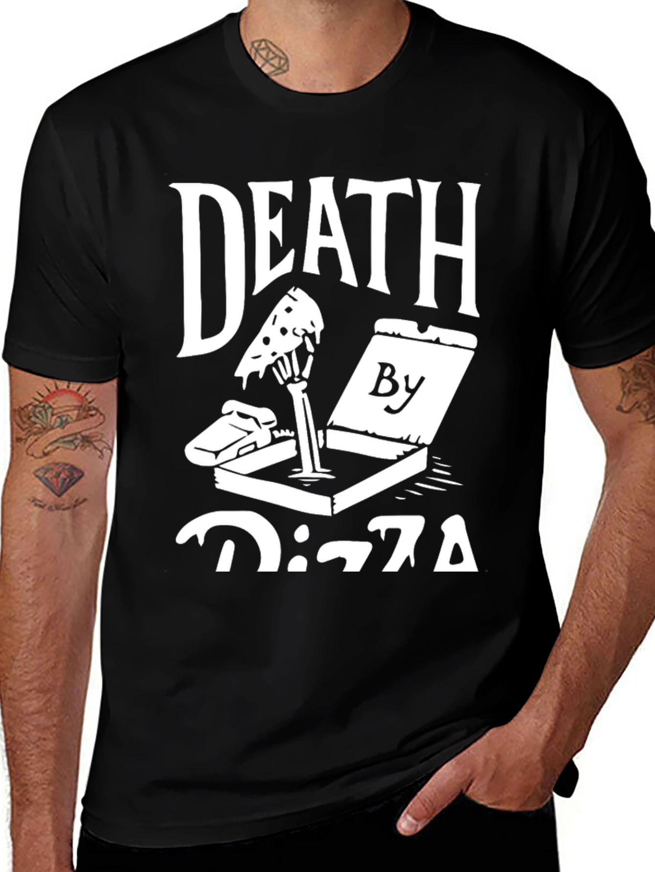 Death By Pizza Graphic Tee - Funny Foodie Shirt