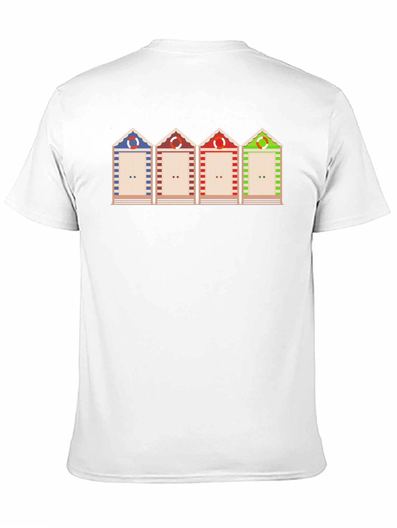 Beach Huts Graphic T-Shirt - Black Casual Tee